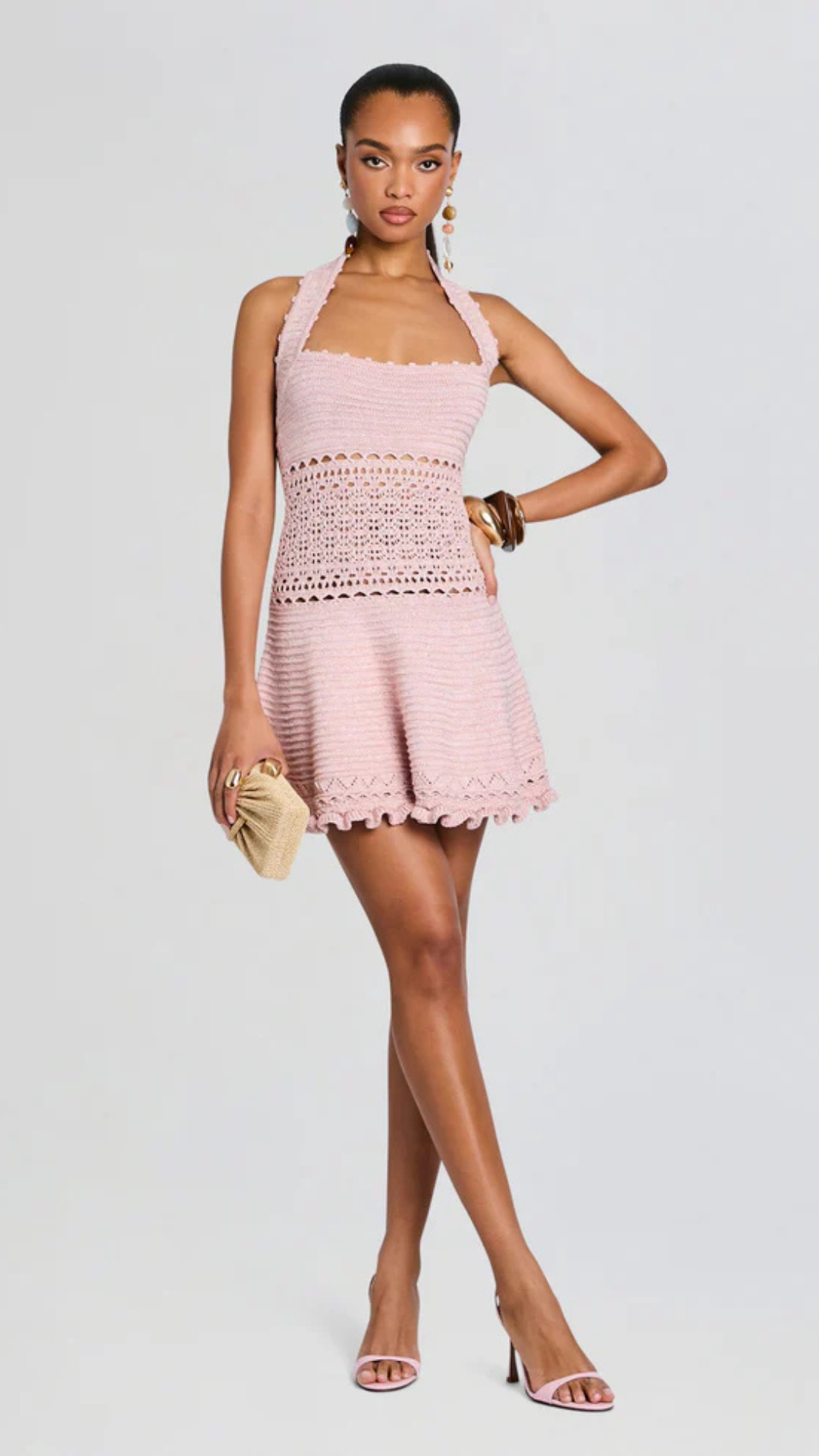 retrofete Agnie Crochet Dress in Pink