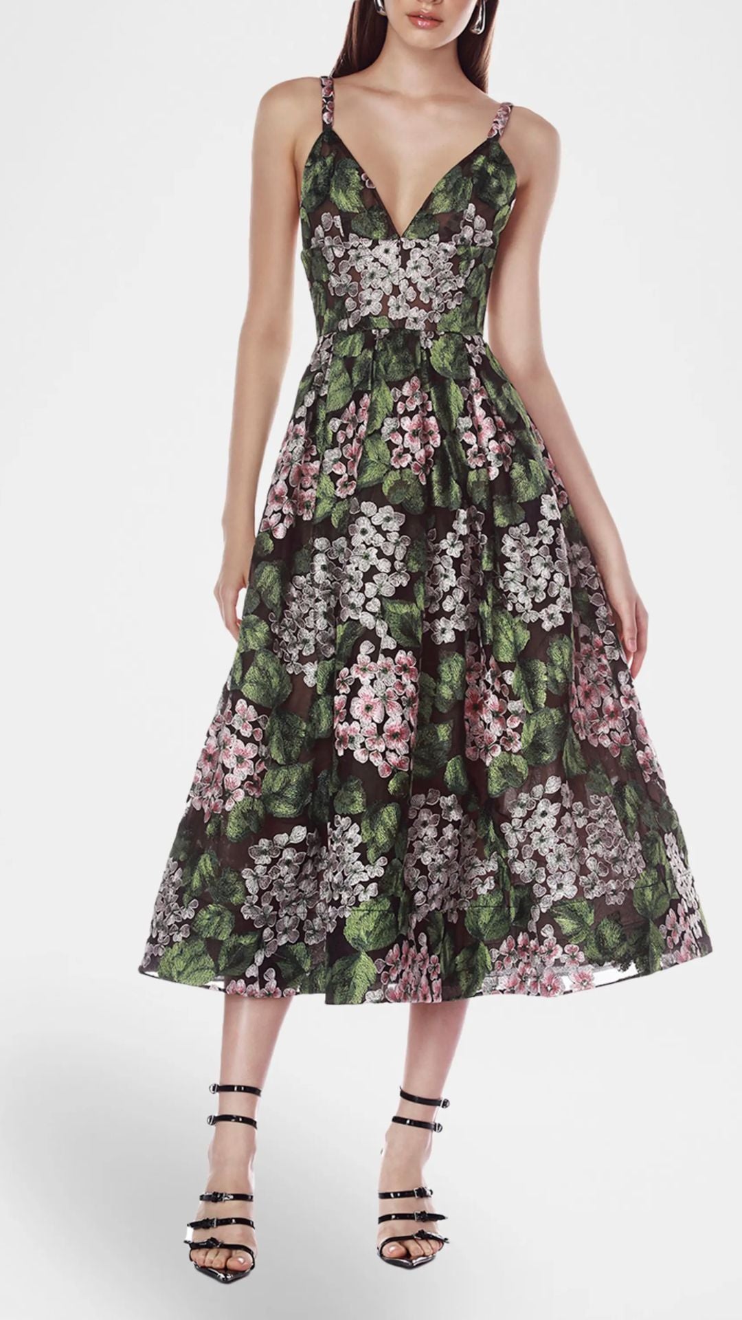 Eden Pleated Floral-Embroidered Midi Dress - Bronx and Banco