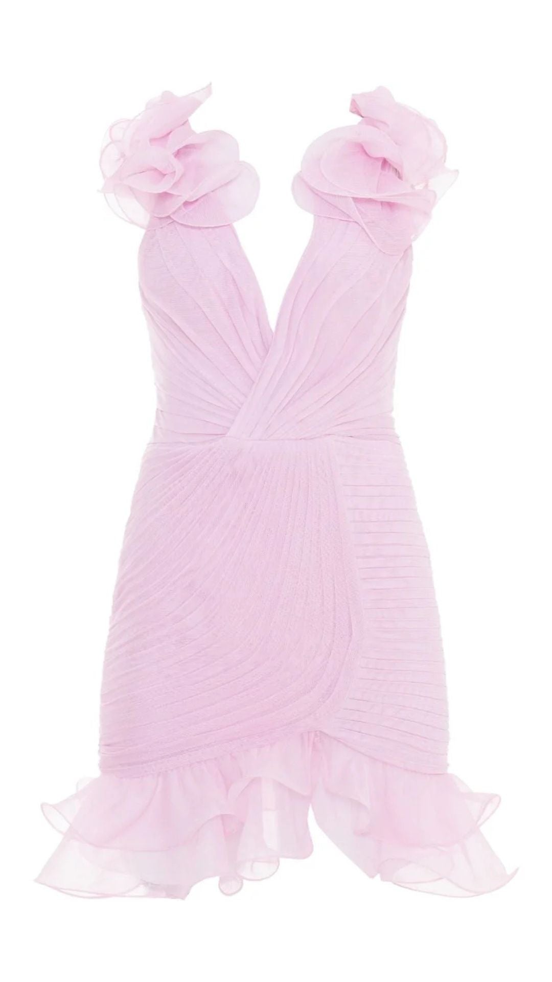 Silk Plisse Flutter Mini Dress - Patbo
