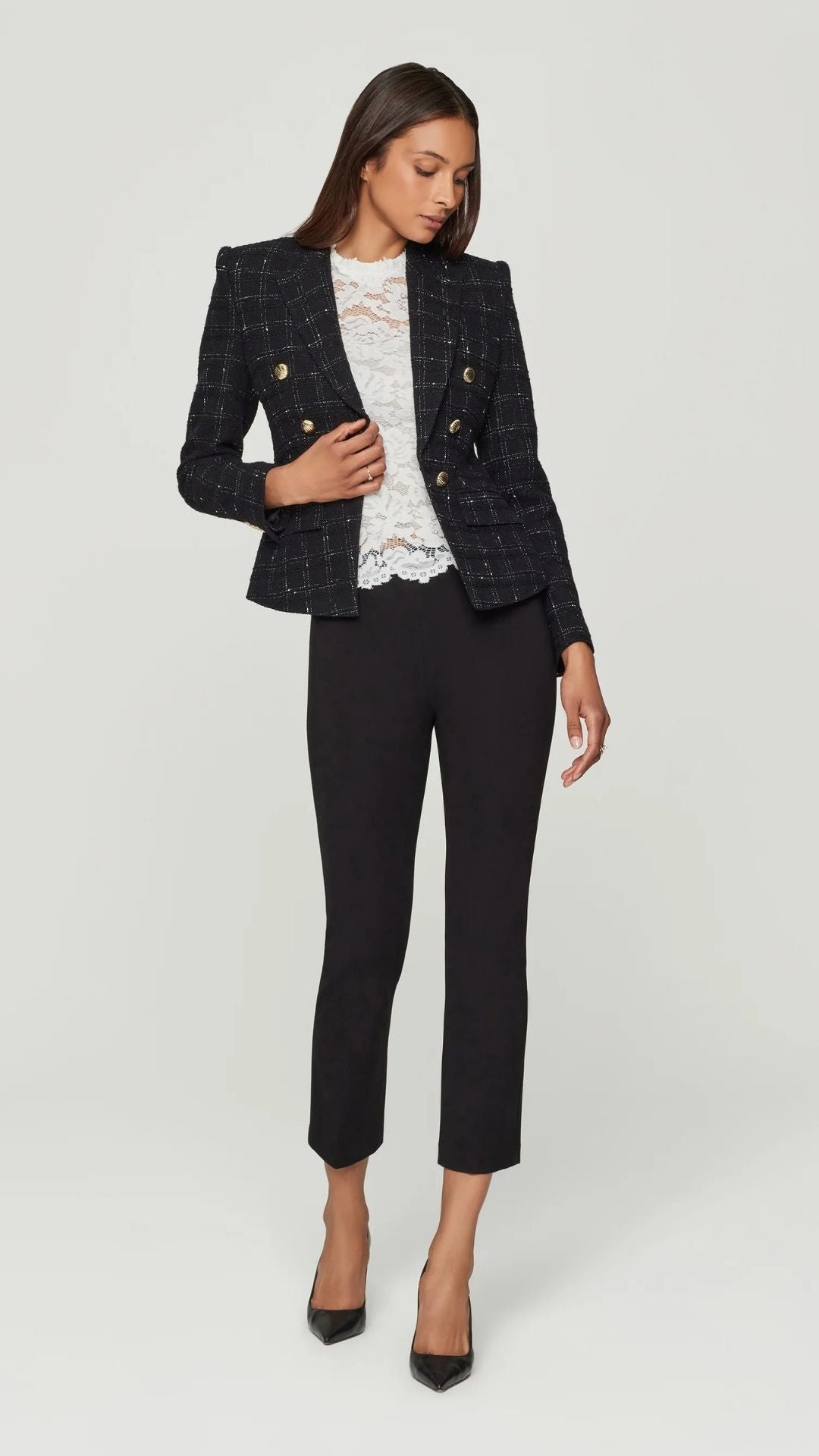 Elsa Window Pane Tweed Blazer - Generation Love