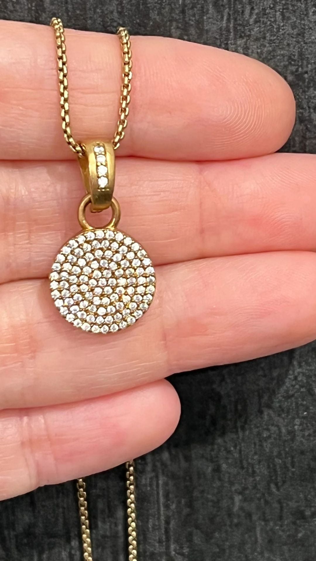 Gold Pave Disc Necklace Gold - Tat2