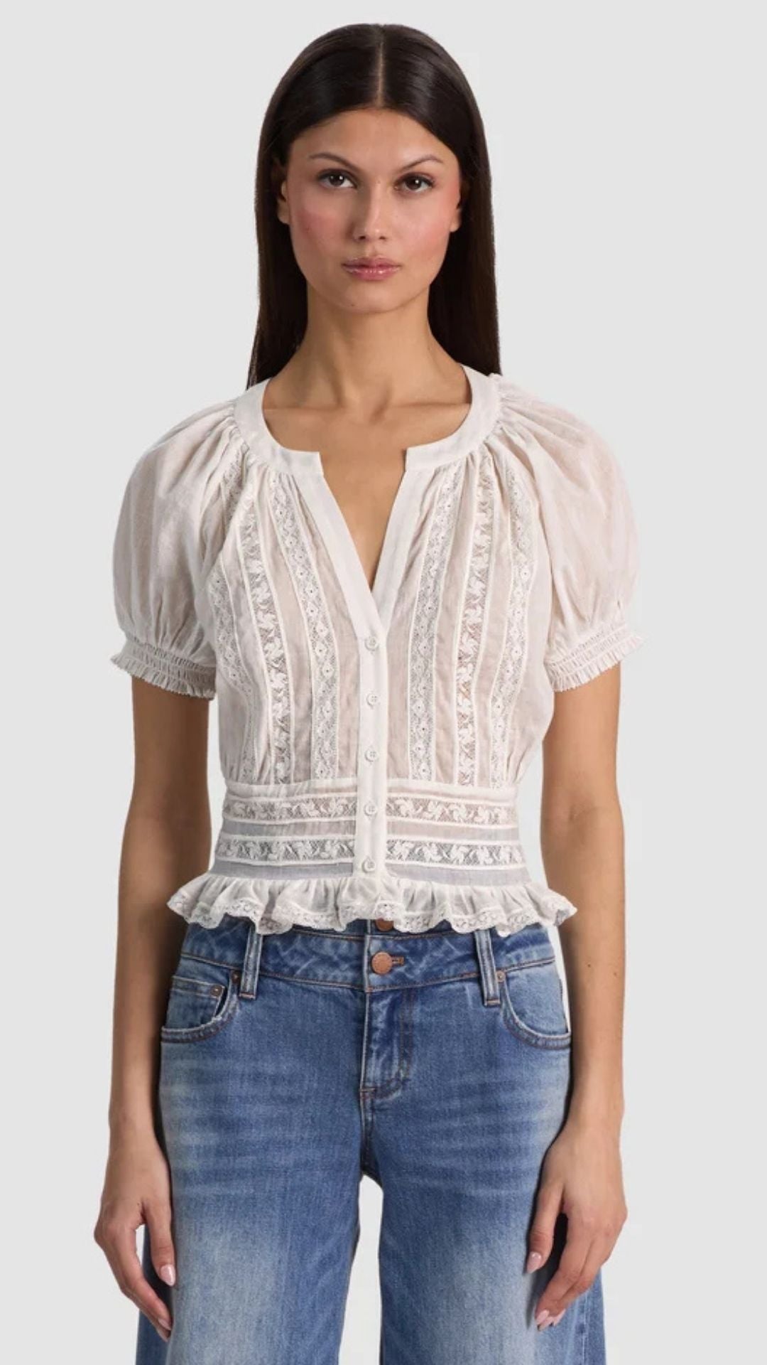 Kathryn Lace Trim Blouse