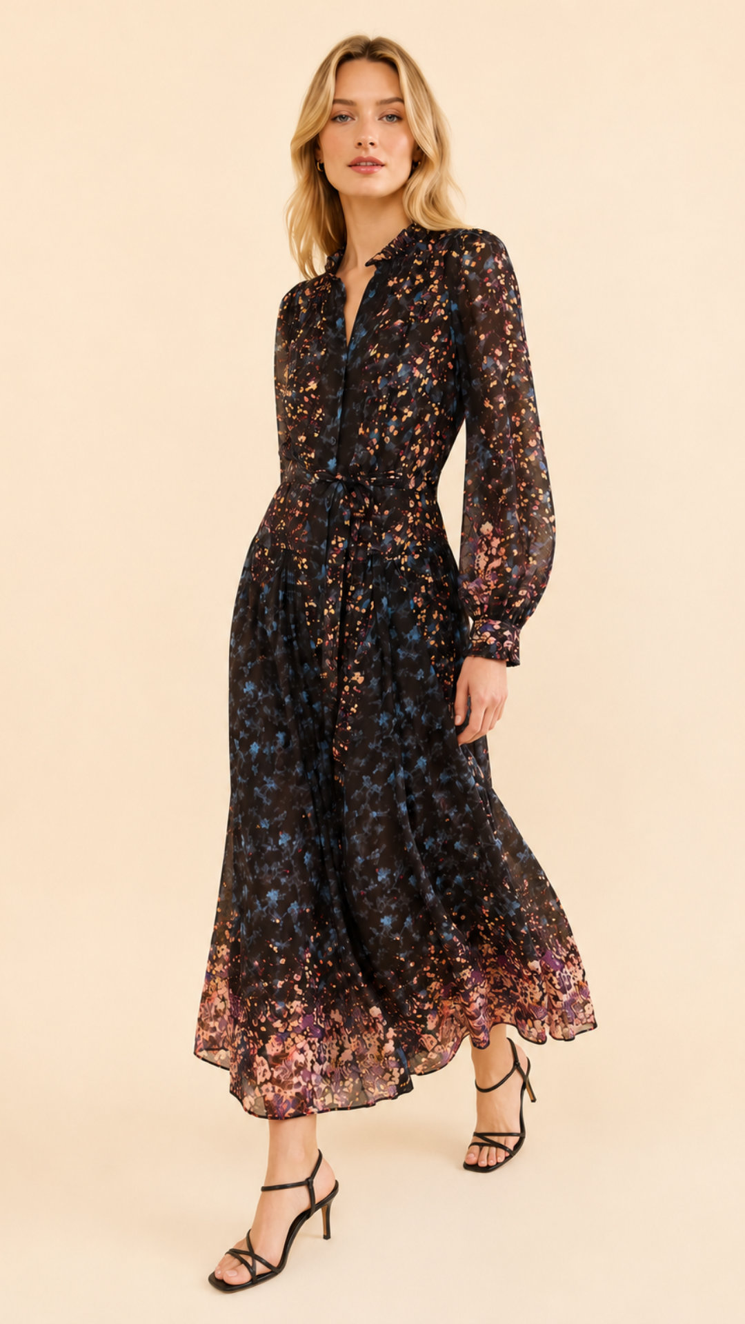 Tessa Long Sleeve Silk Dress