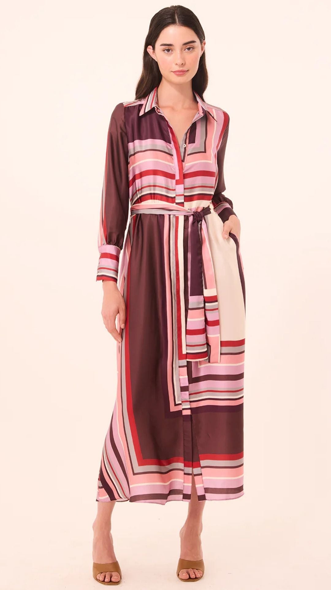 Herminia Dress Chocolate Stripe