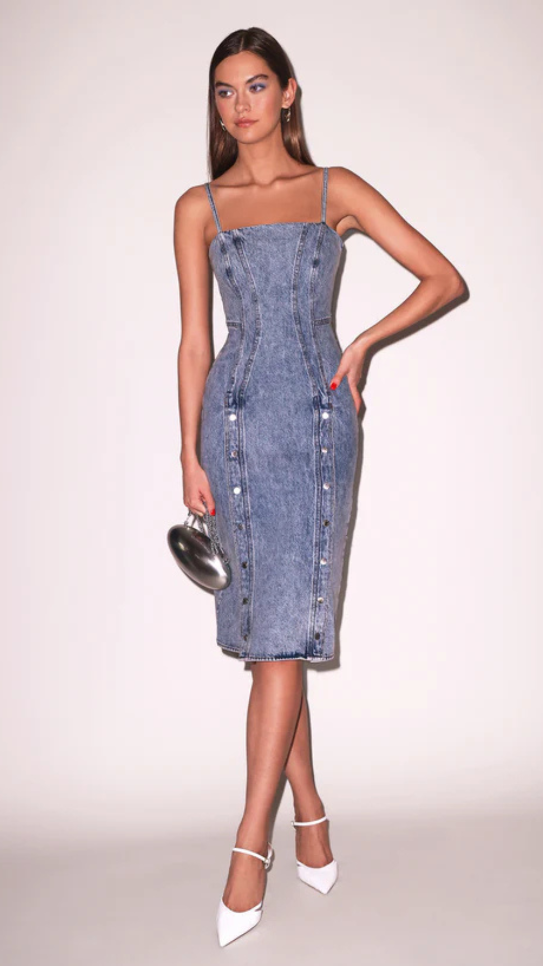 Colored Denim Mini Snap Dress - Fleur Du Mal