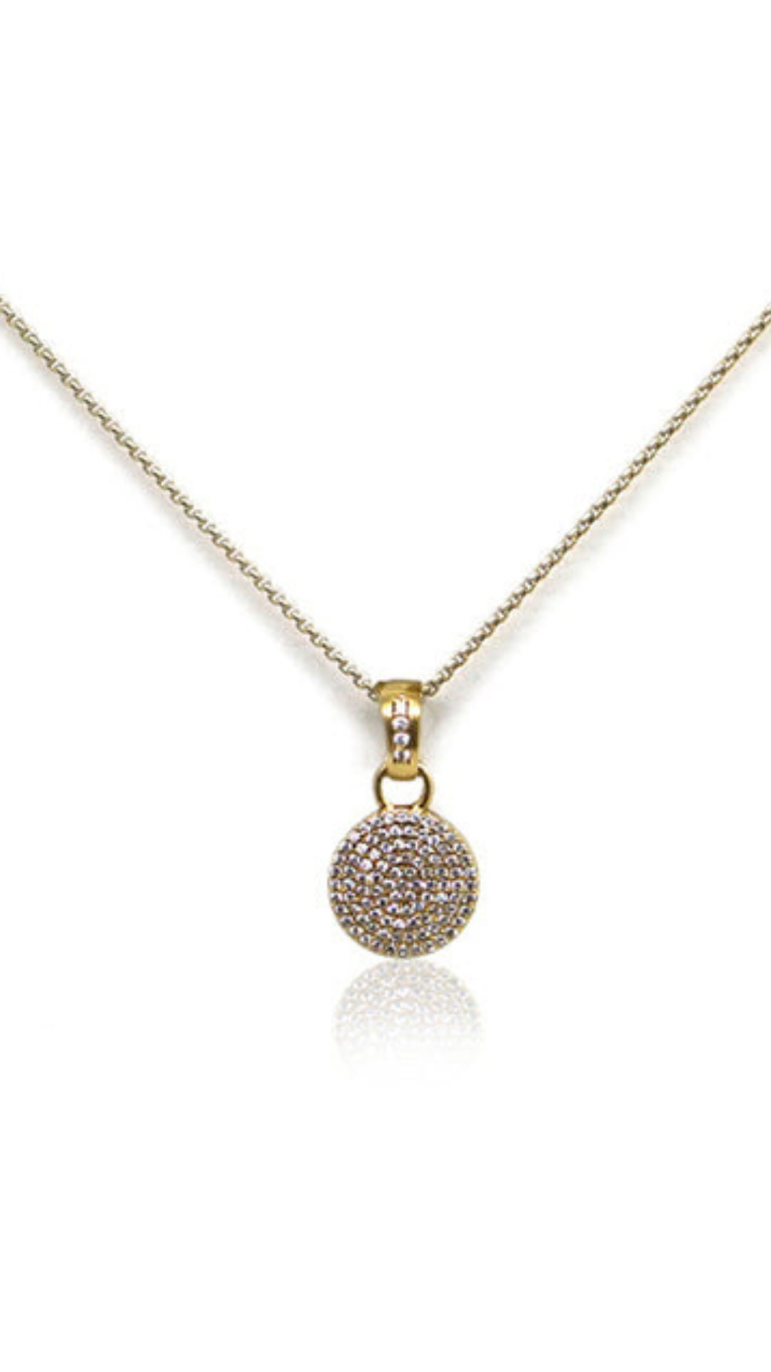 Gold Pave Disc Necklace - Tat2