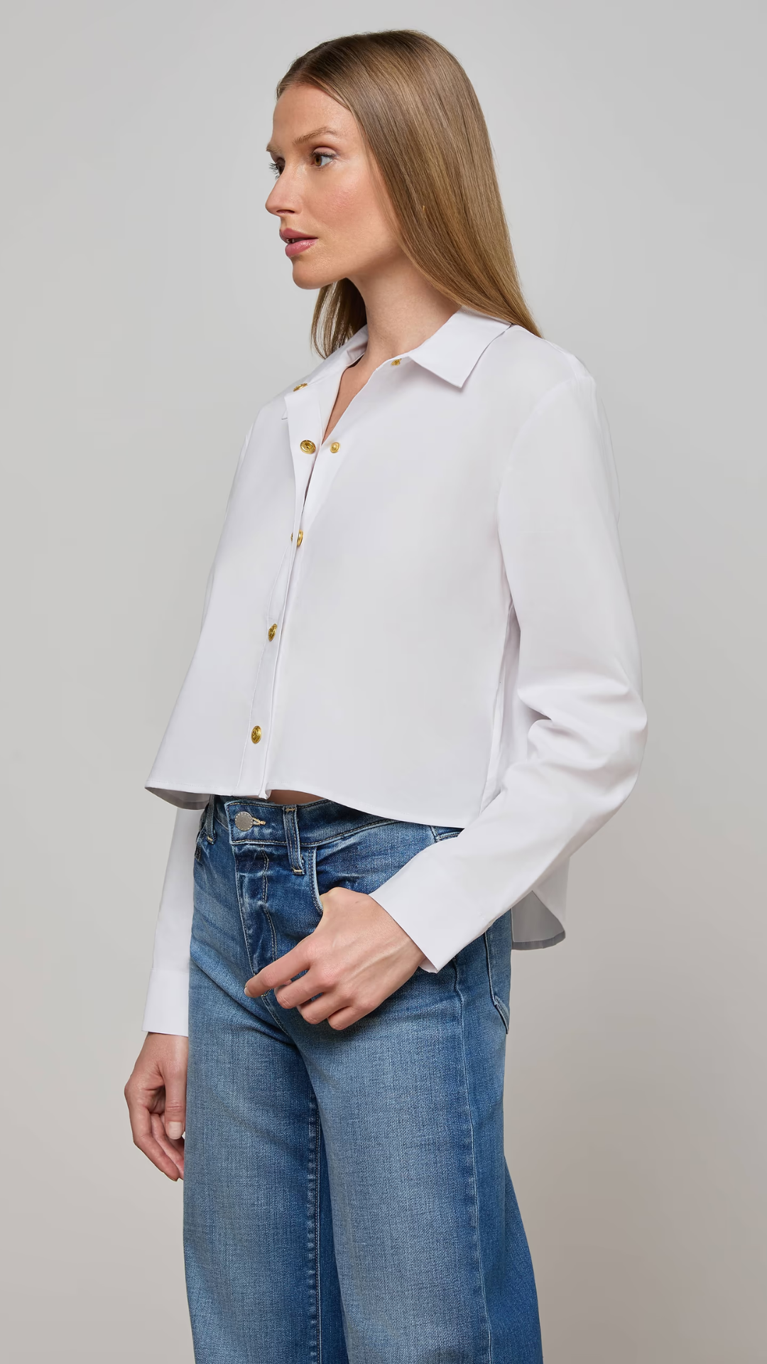 Cosette Crop High Low Shirt White - L'Agence