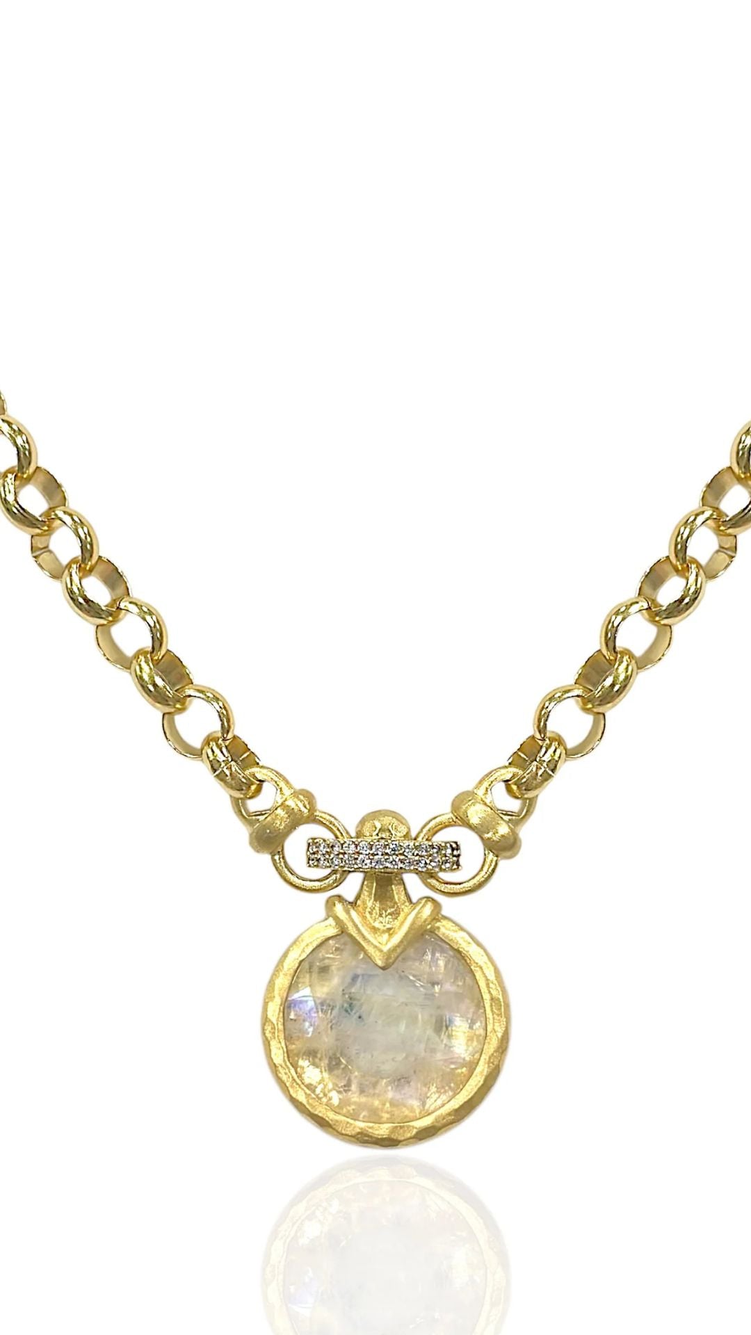 Gold Vecchio Rainbow Moonstone Necklace - Tat2