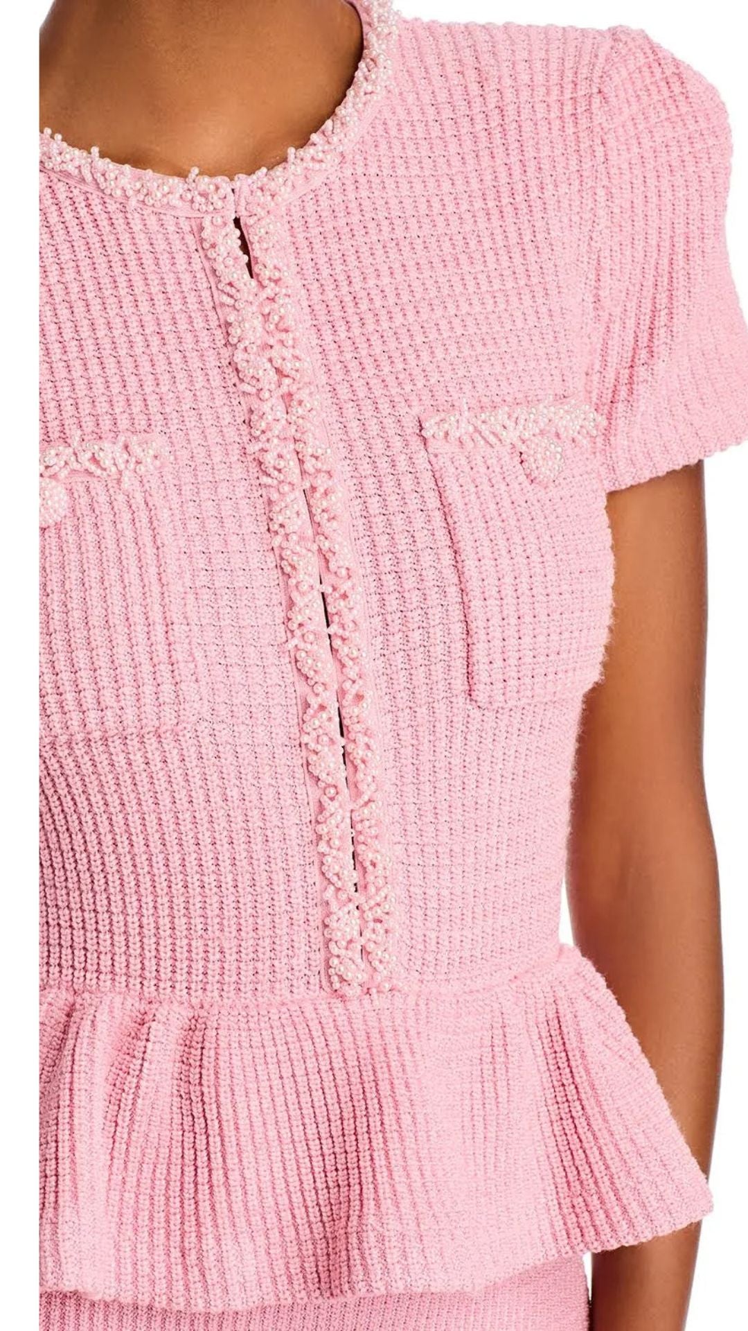 Pink Peplum Knit Midi Dress - Self-Portrait