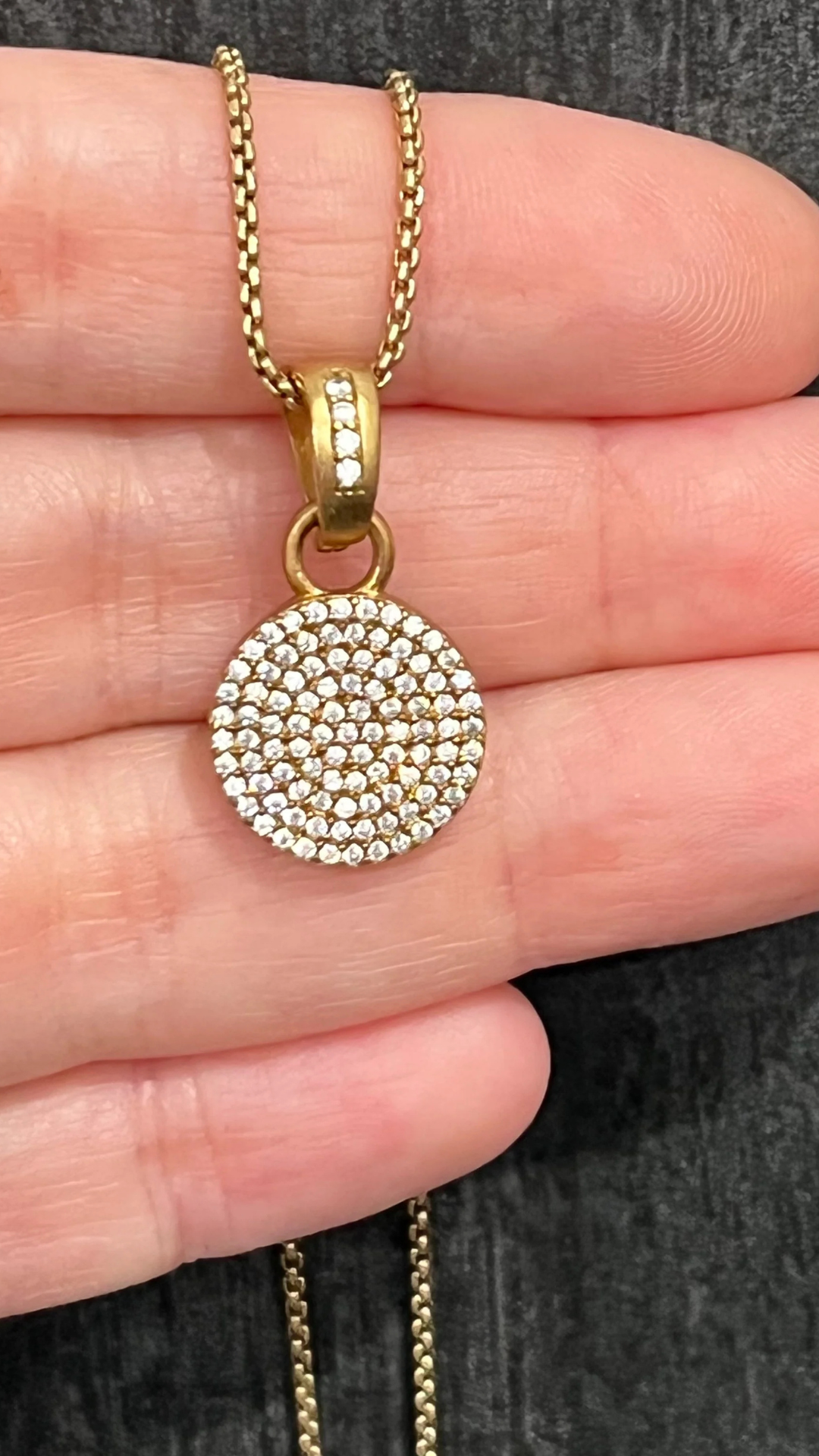 Gold Pave Disc Necklace - Tat2