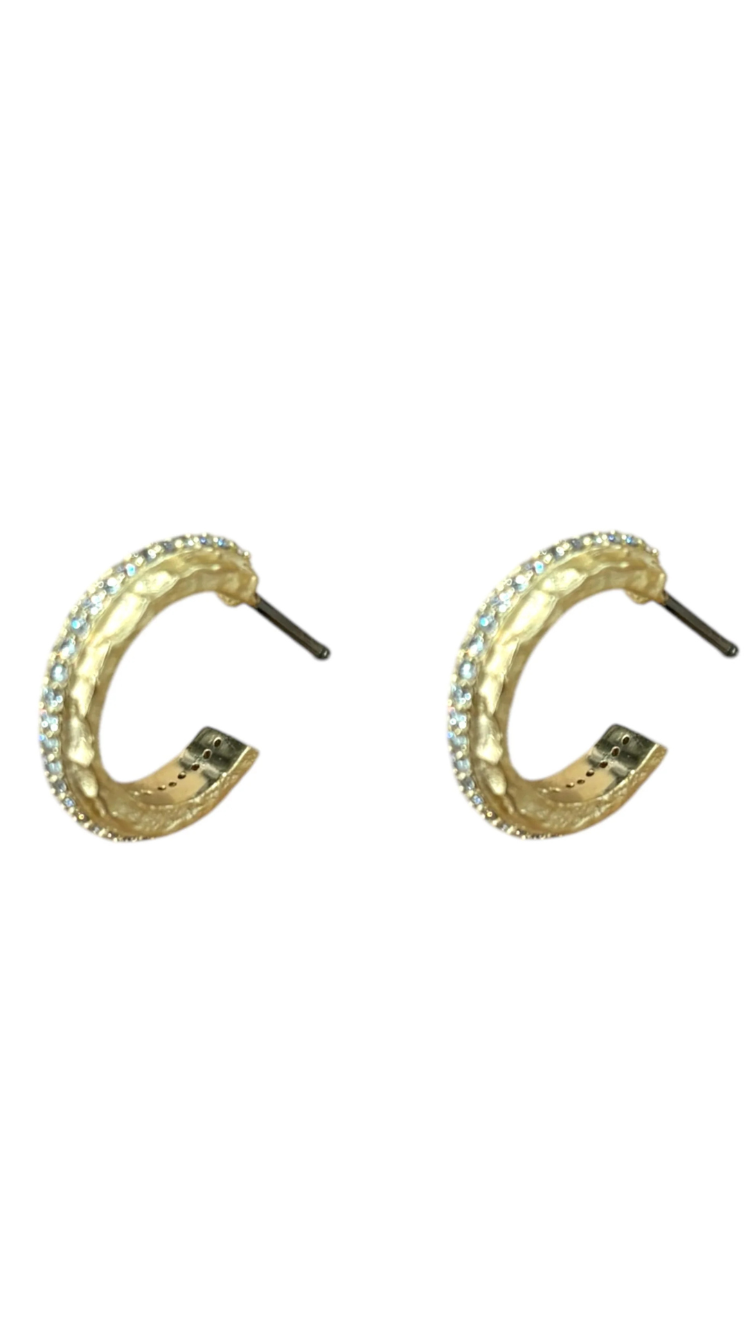 Gold Mini Egy Crystal Thin Hoops