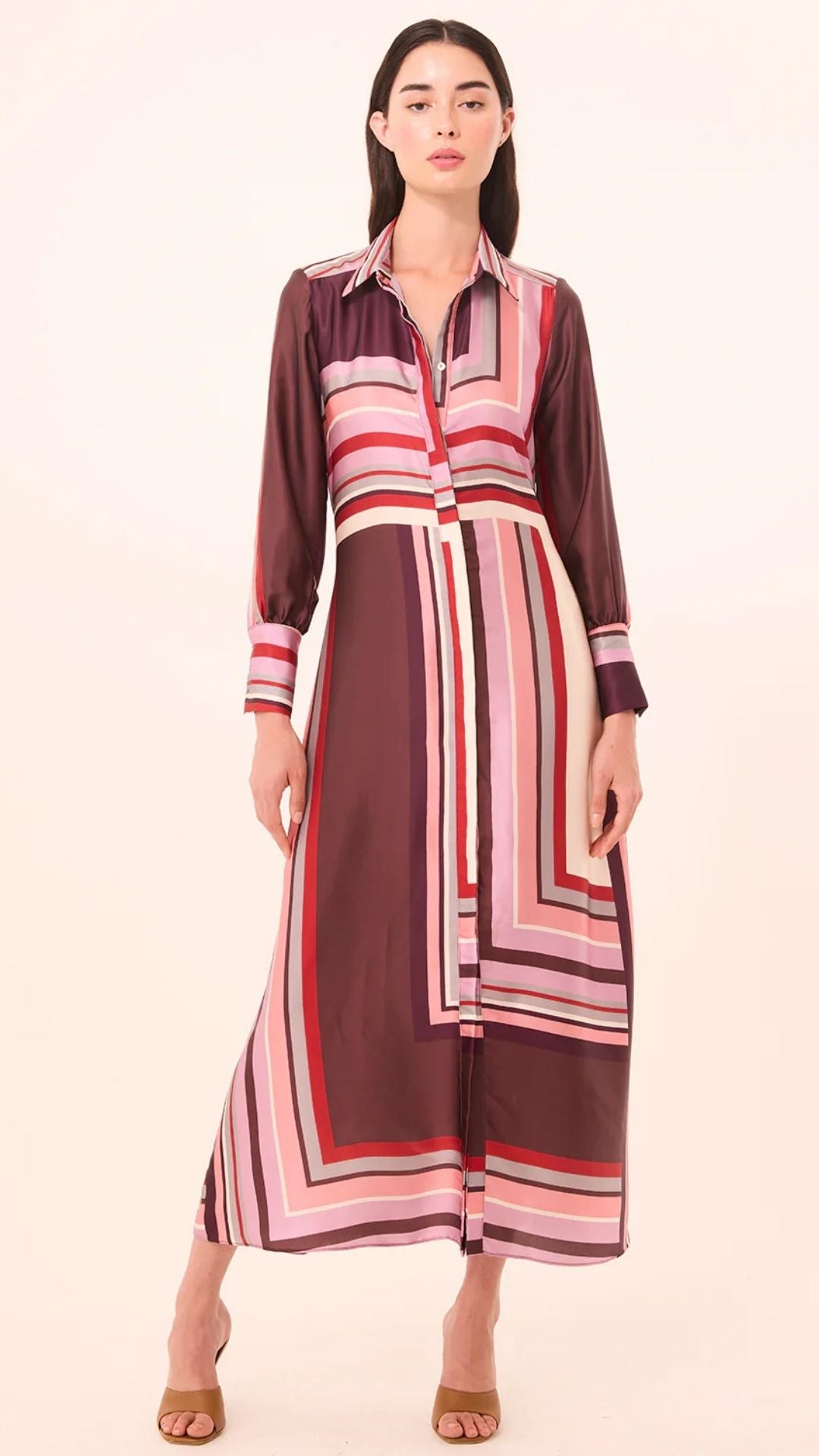 Herminia Dress Chocolate Stripe