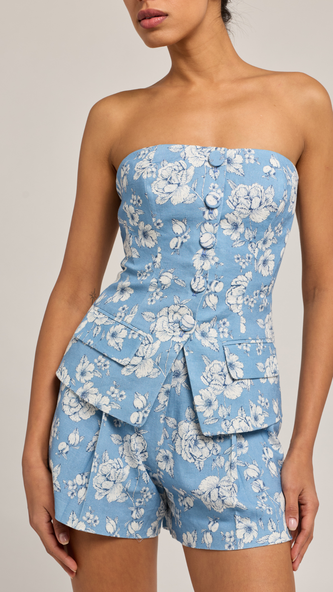 Quinn Floral Linen Bustier