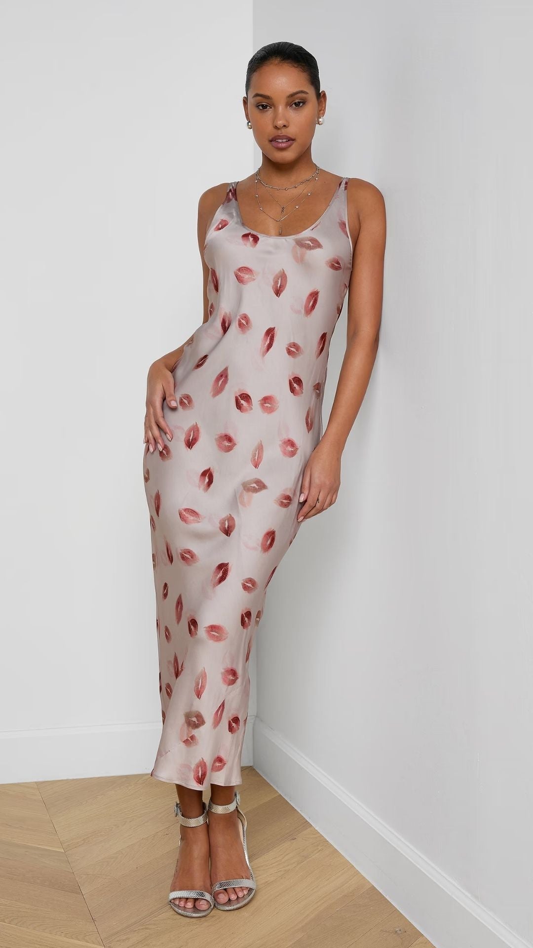 Akiya Satin Maxi Dress Kiss