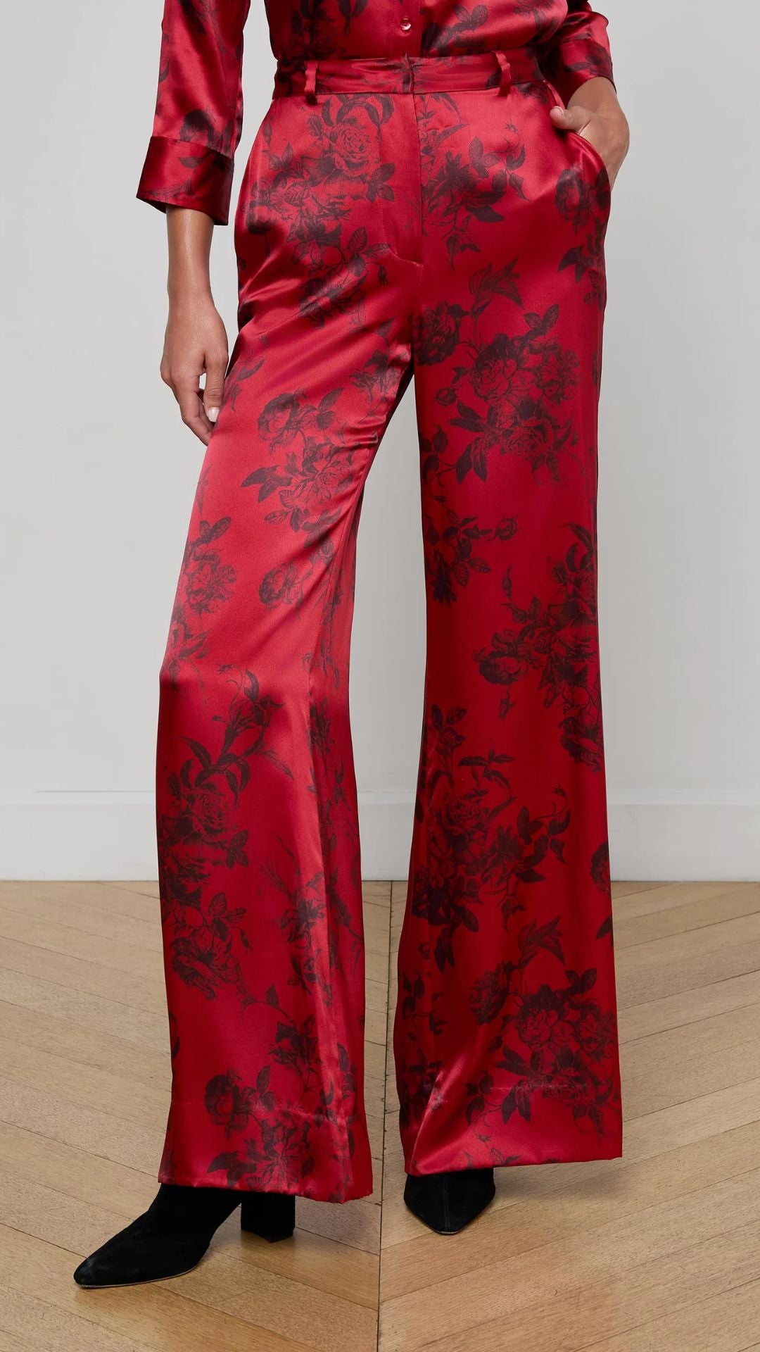 Pilar Wide Leg Pant Burgundy - L'Agence