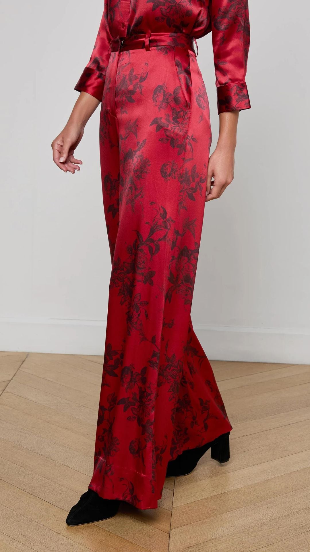 Pilar Wide Leg Pant Burgundy - L'Agence