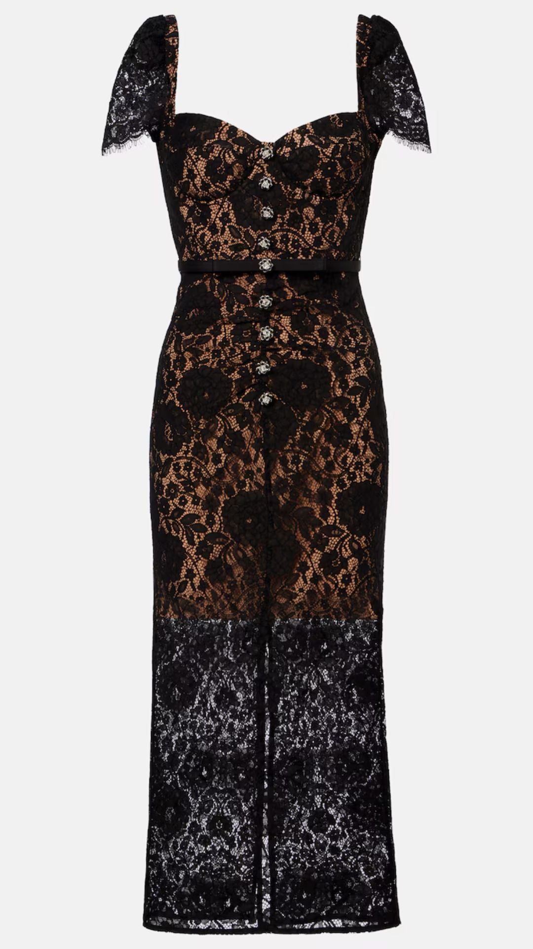 Black Sweetheart Lace Midi Dress
