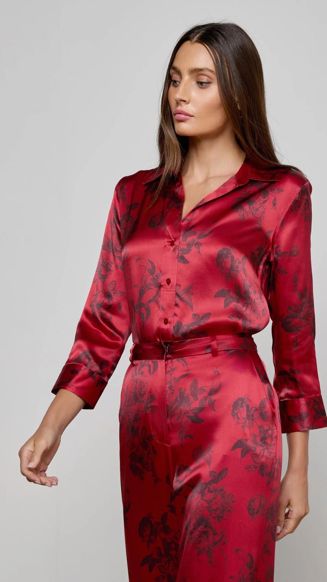 Dani 3/4 Sleeve Blouse Burgundy - L'Agence