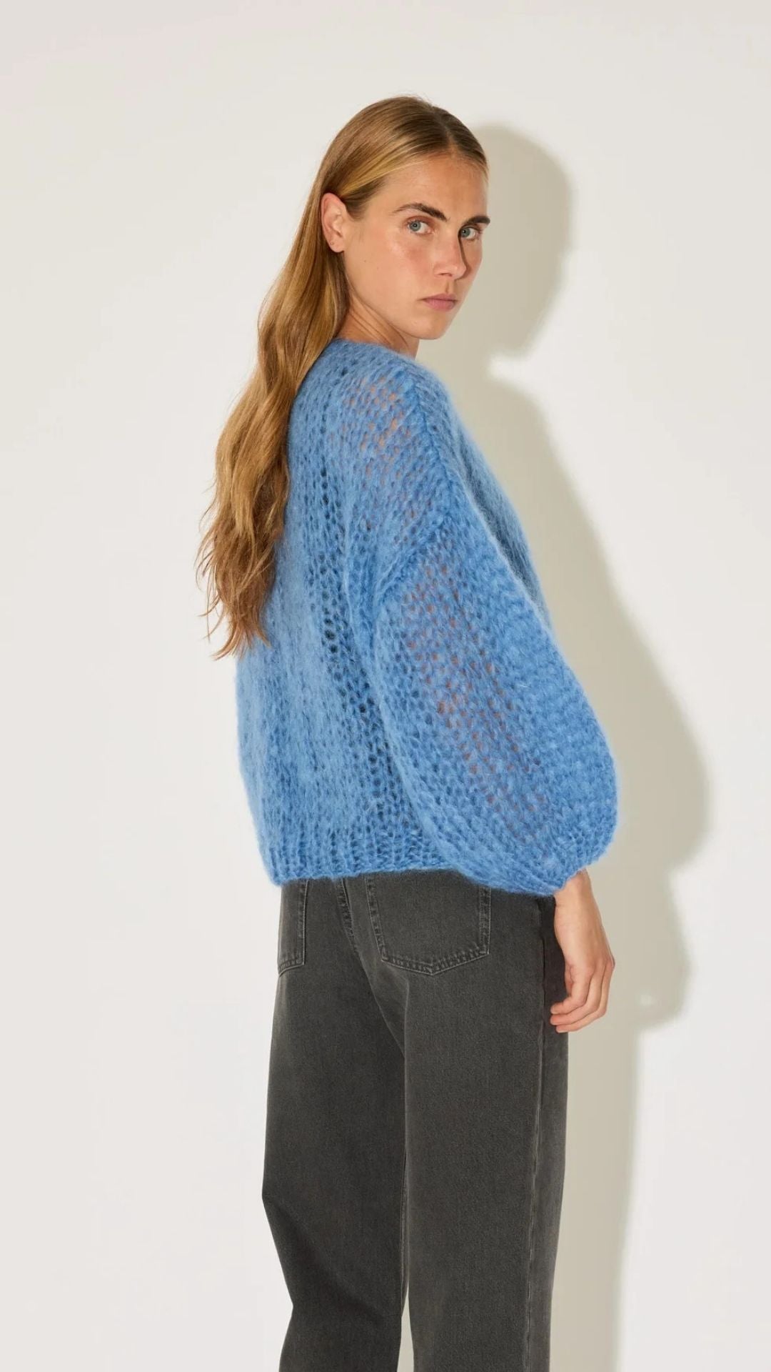 Mohair Bomber Cardigan Dove Blue