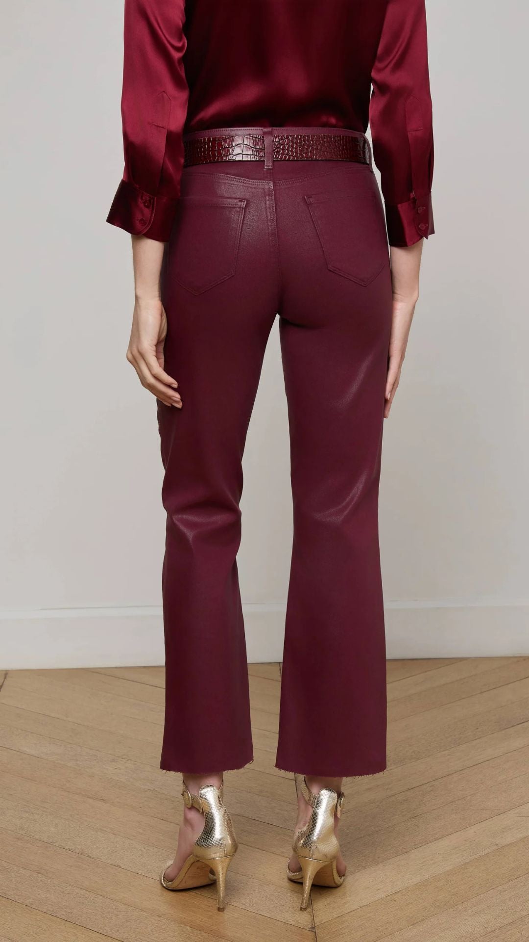 Kendra Coated Cropped Flare Jean - L'Agence