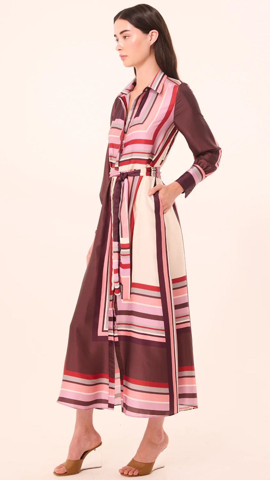 Herminia Dress Chocolate Stripe