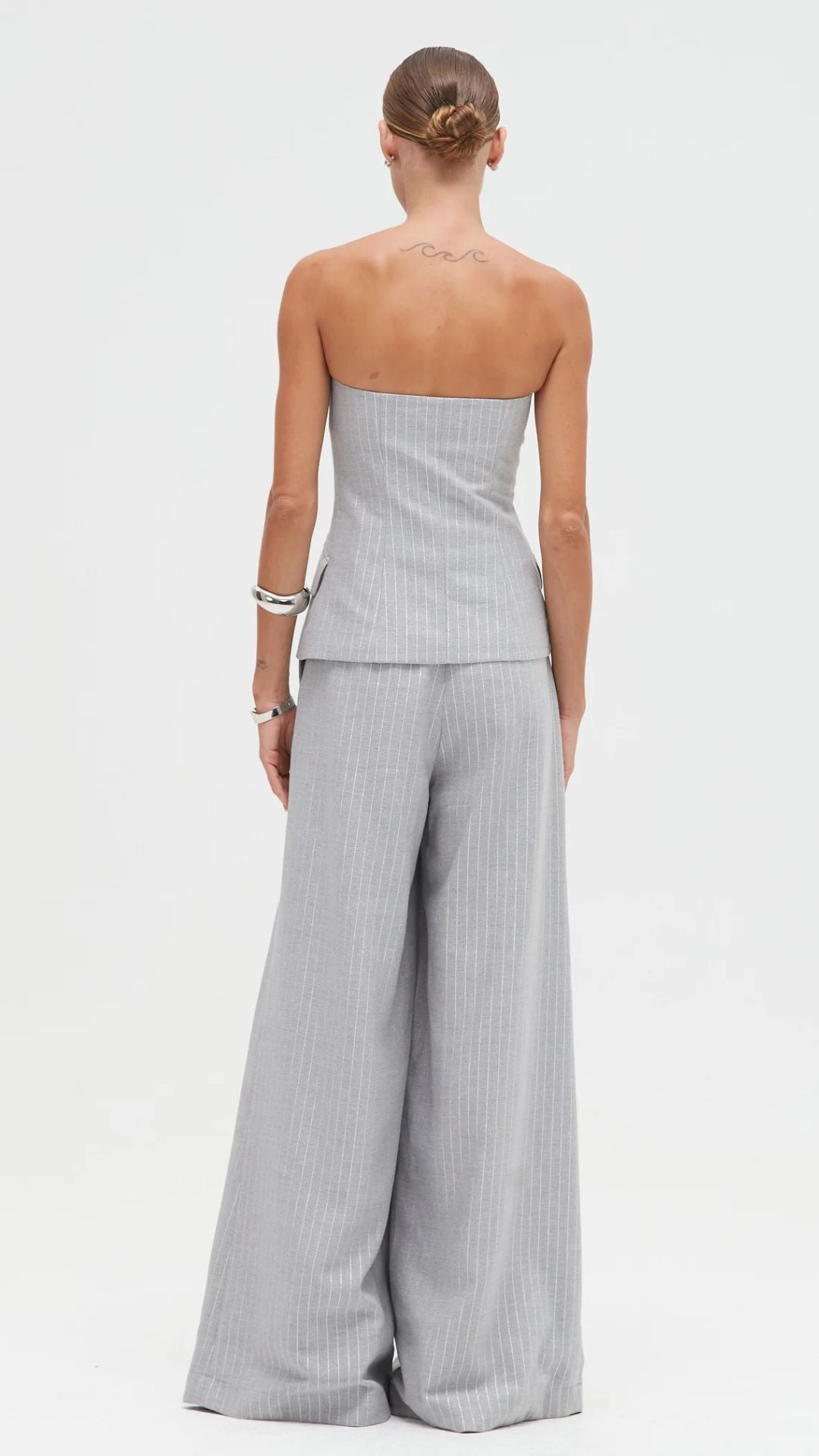Metallic Pinstripe Strapless Top - Patbo