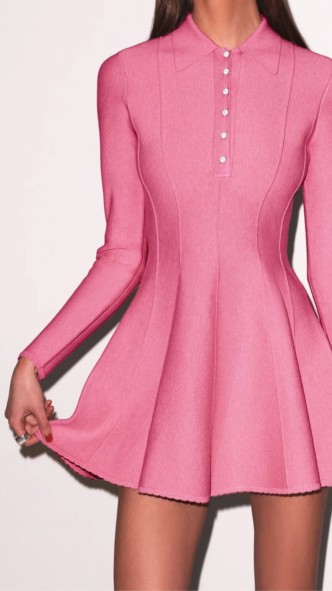 Henley Flared Corset Dress Pink