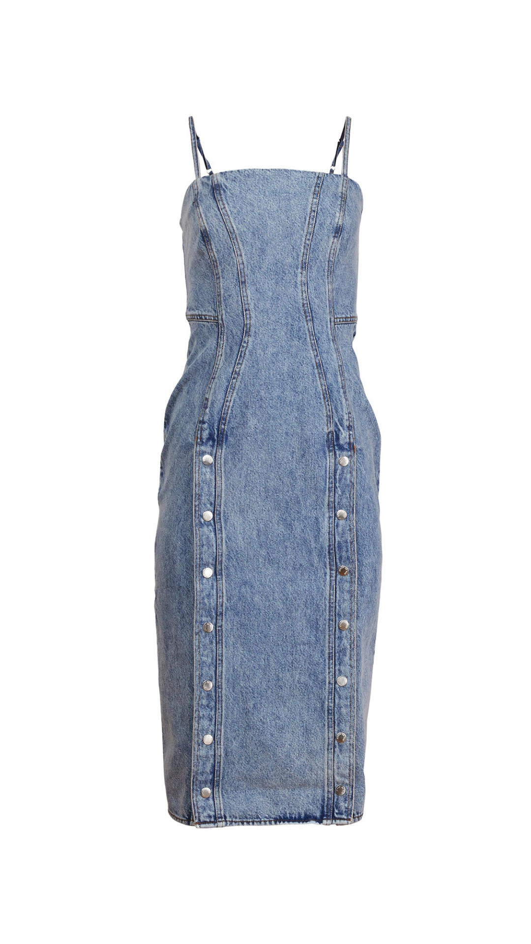 Colored Denim Mini Snap Dress - Fleur Du Mal