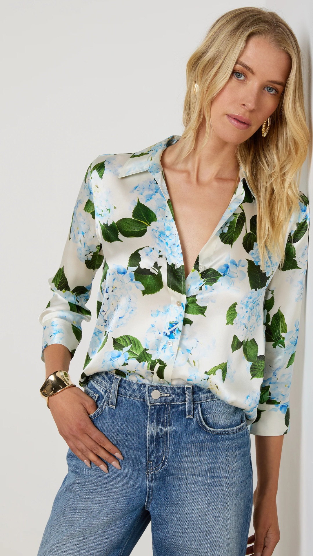 Dani 3/4 Sleeve Top Hydrangea