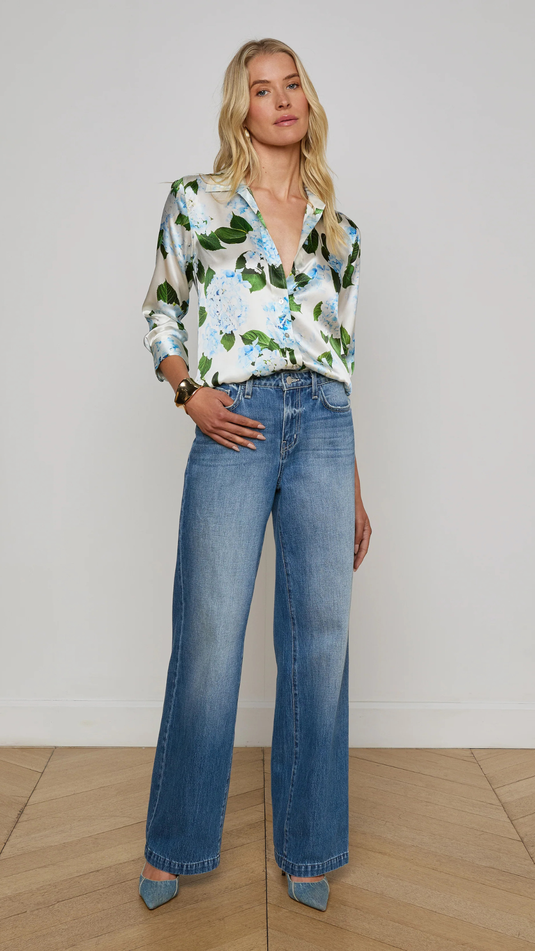 Dani 3/4 Sleeve Top Hydrangea