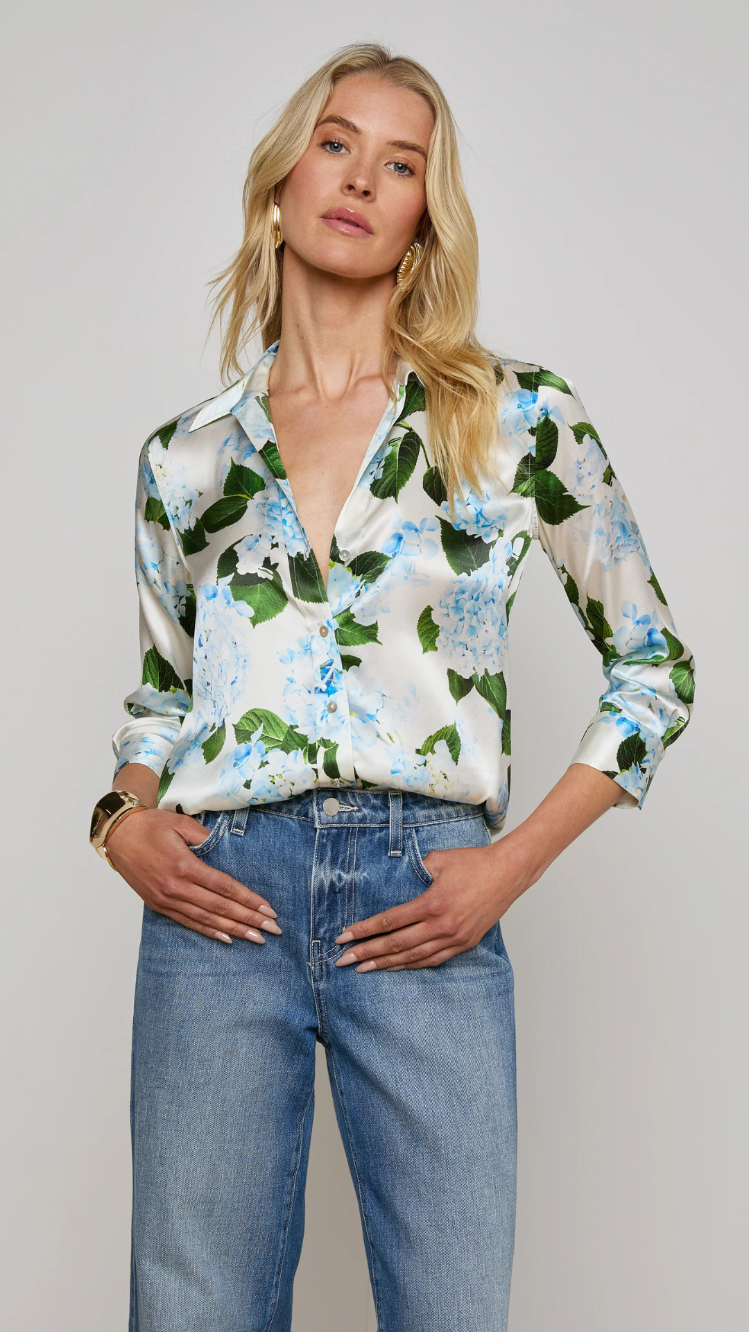 Dani 3/4 Sleeve Top Hydrangea