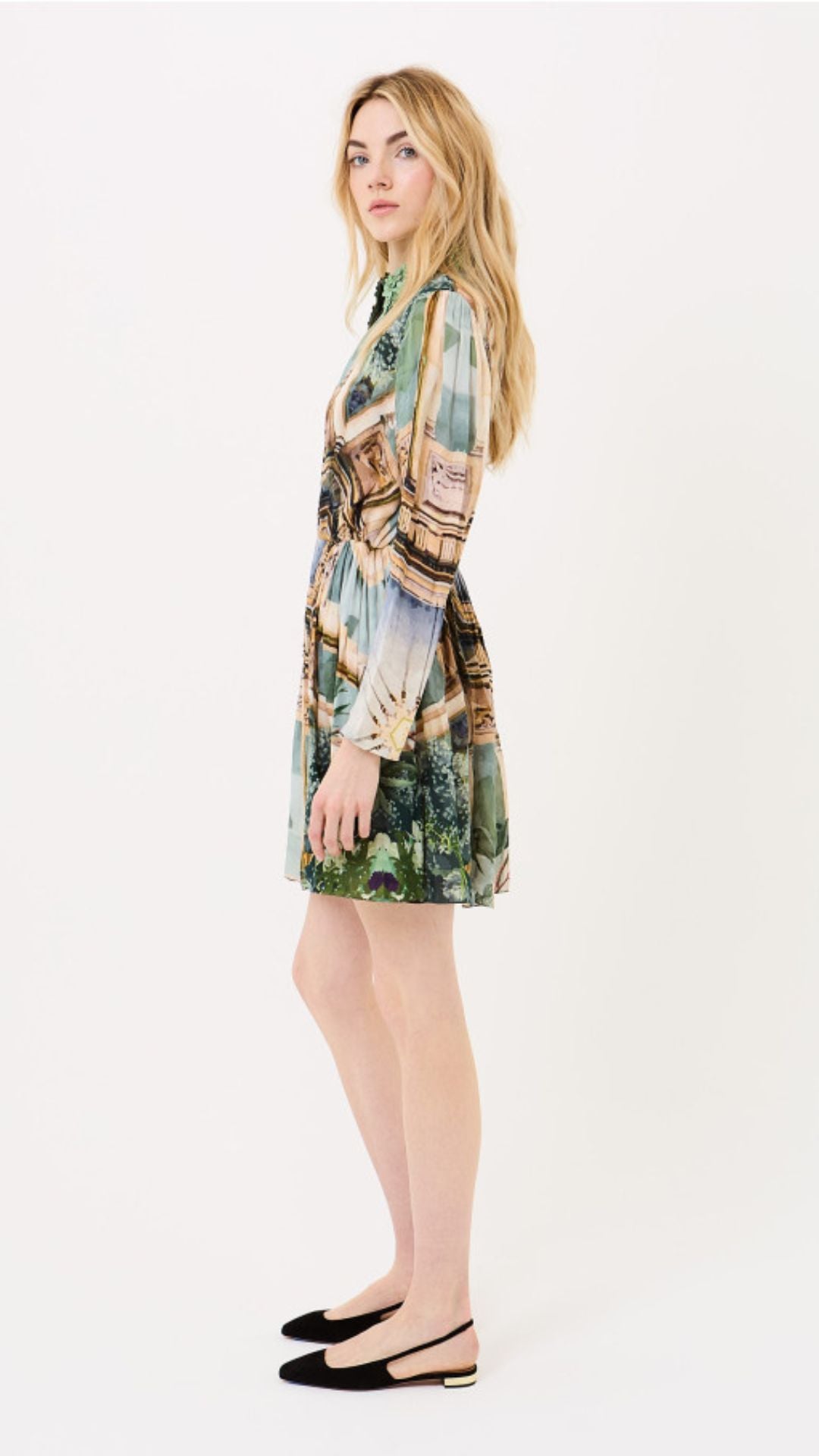 Palm and Prism Collared Dress - Falguni Shane Peacock