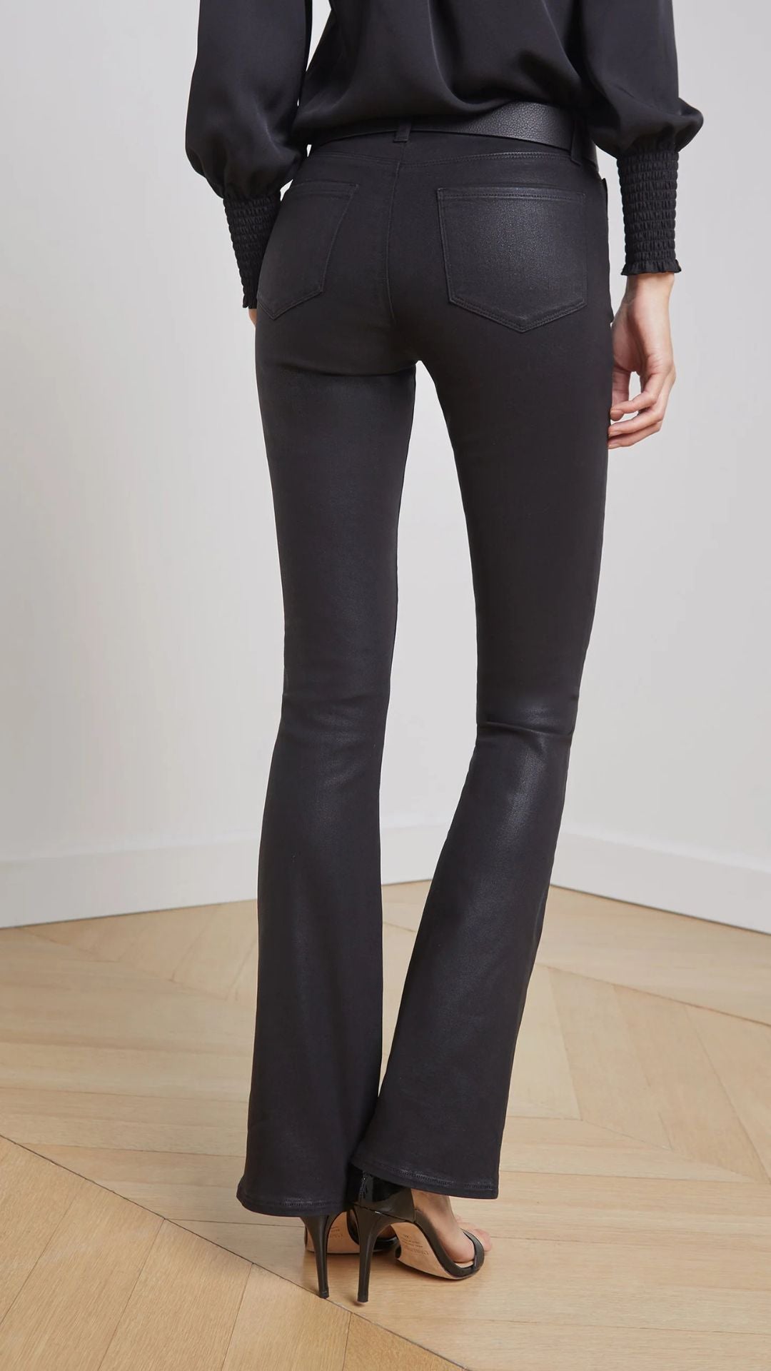 Selma Coated Bootcut Jean Noir -  L'Agence