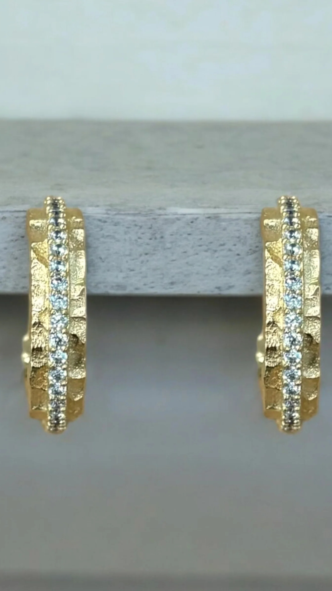 Gold Mini Egy Crystal Thin Hoops - Tat2