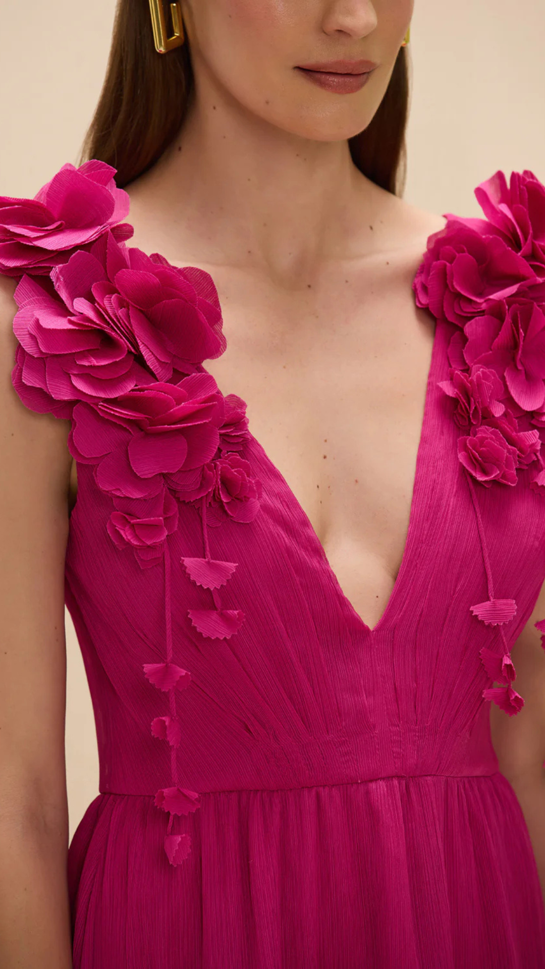 Chiffon Carmen Flowers Mini Dress