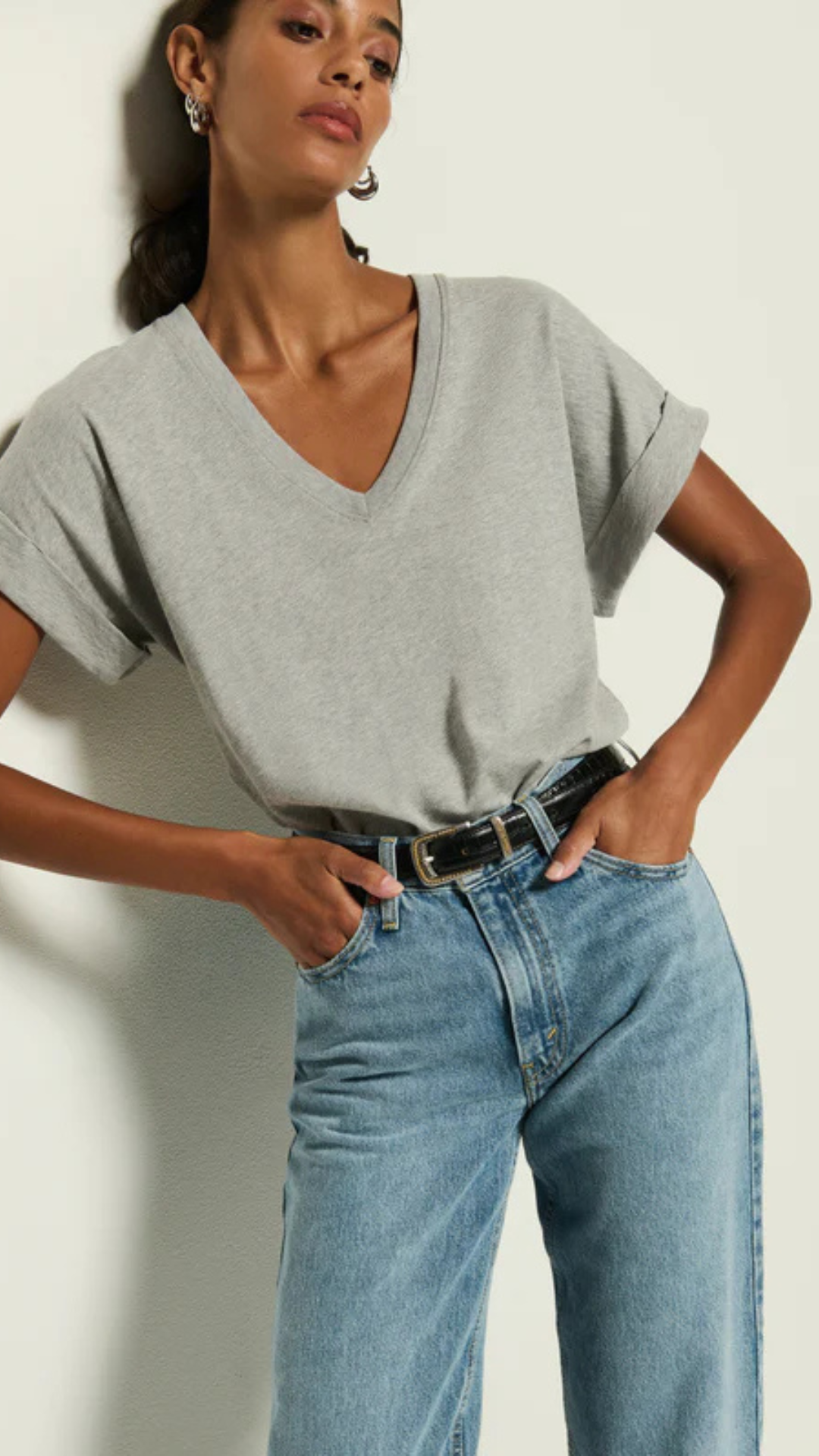 Stevie Cuffed V Neck - Nation Ltd.