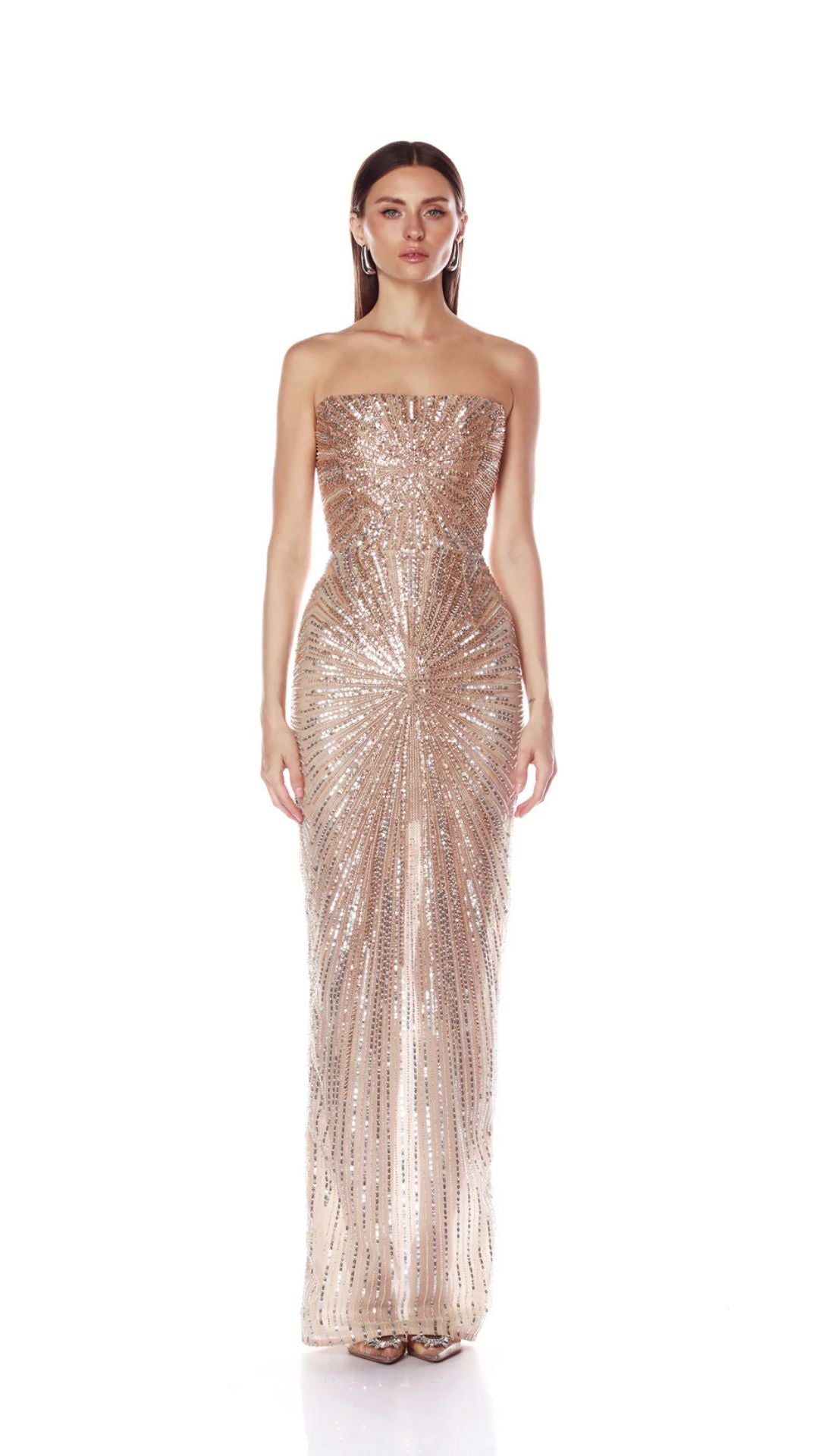 Bronx and Banco Women's Dahlia Crystal-embellished Strapless Maxi Dress - Gold