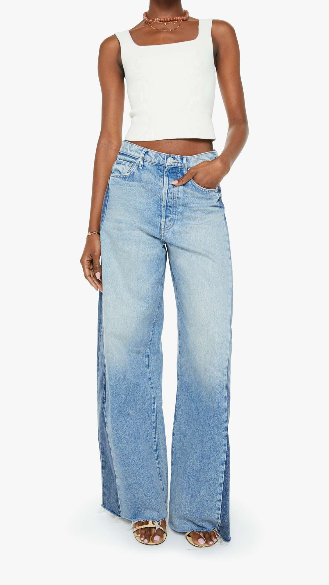 Pipe-Dream Button Sneak Fray - Mother Denim