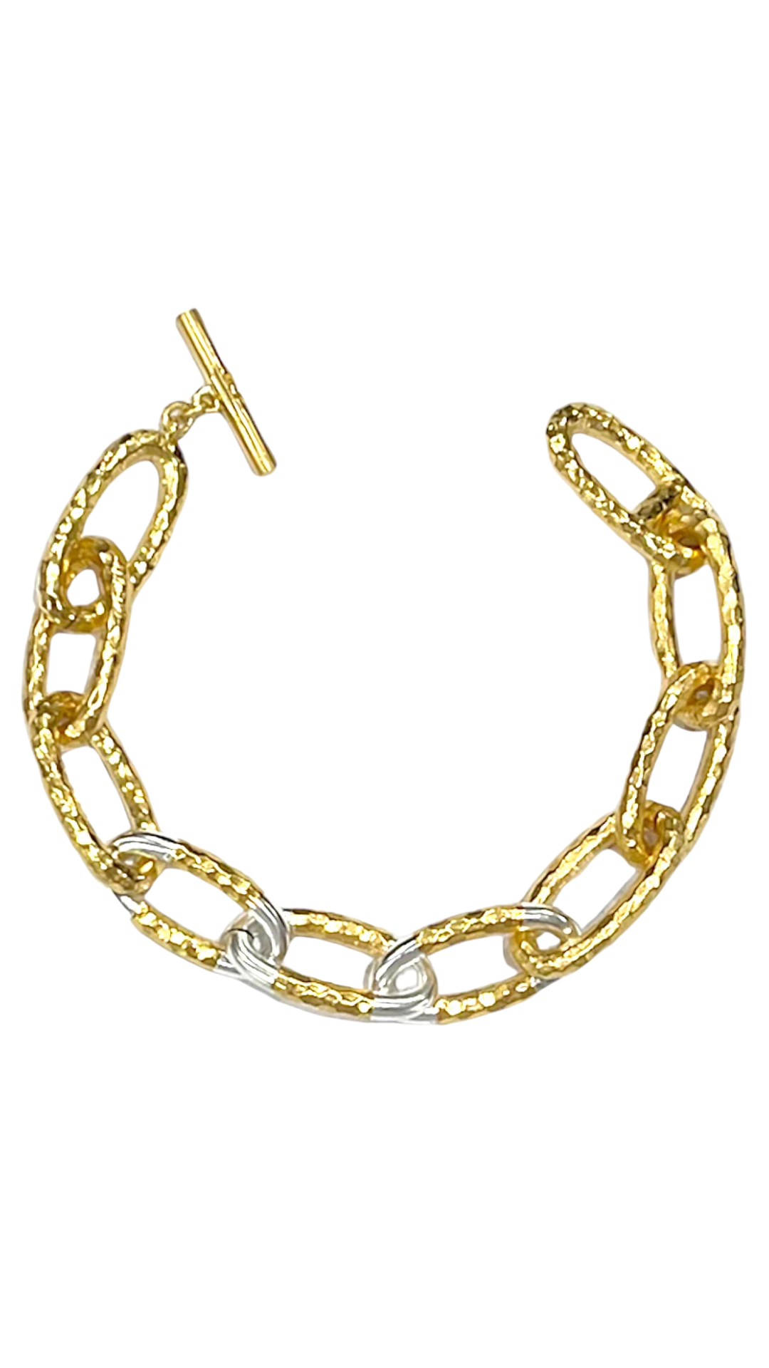 Gold Two Toned Eli Hammered Bracelet