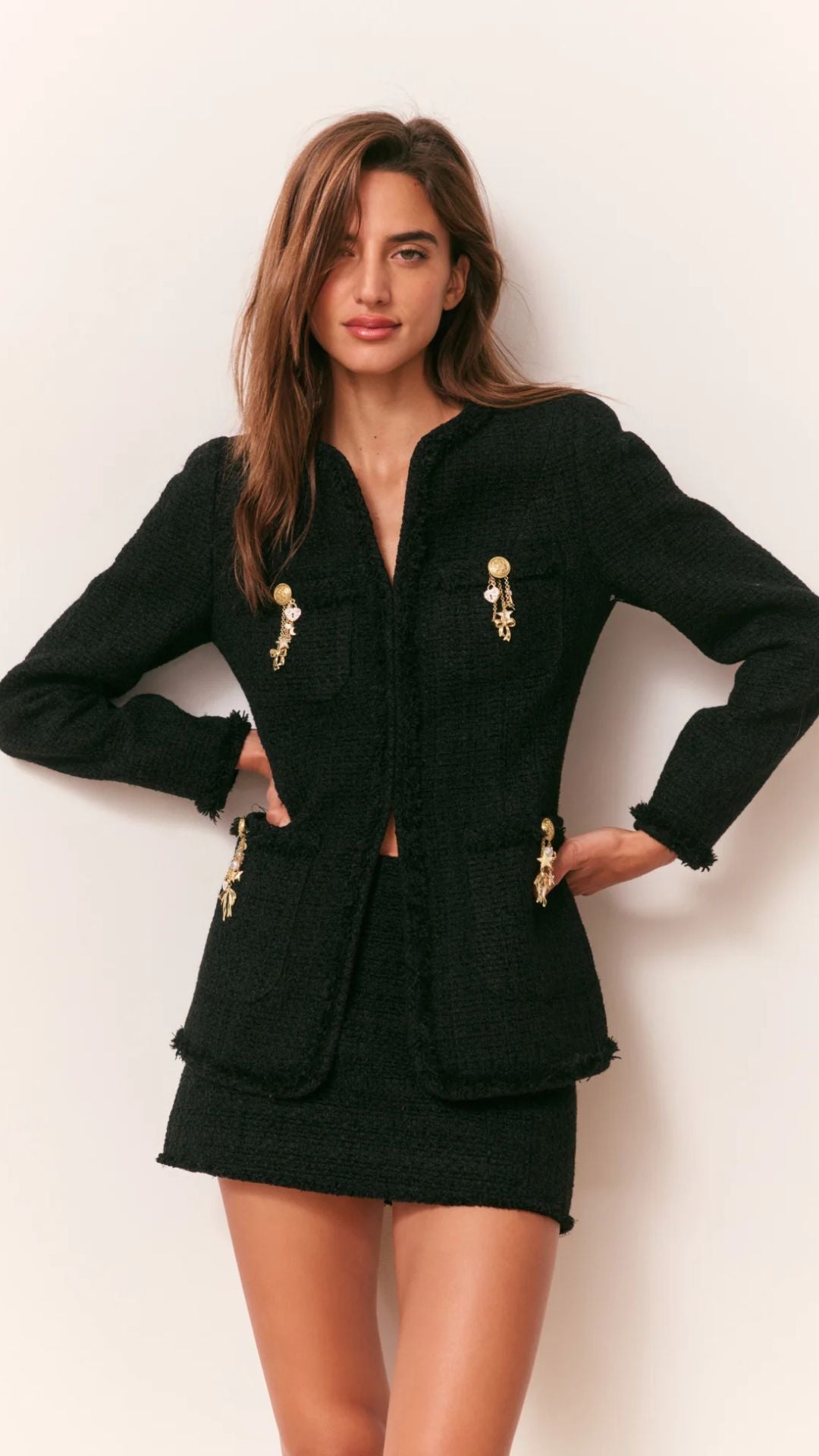 Adrina Tweed Embellished Jacket - LoveShackFancy