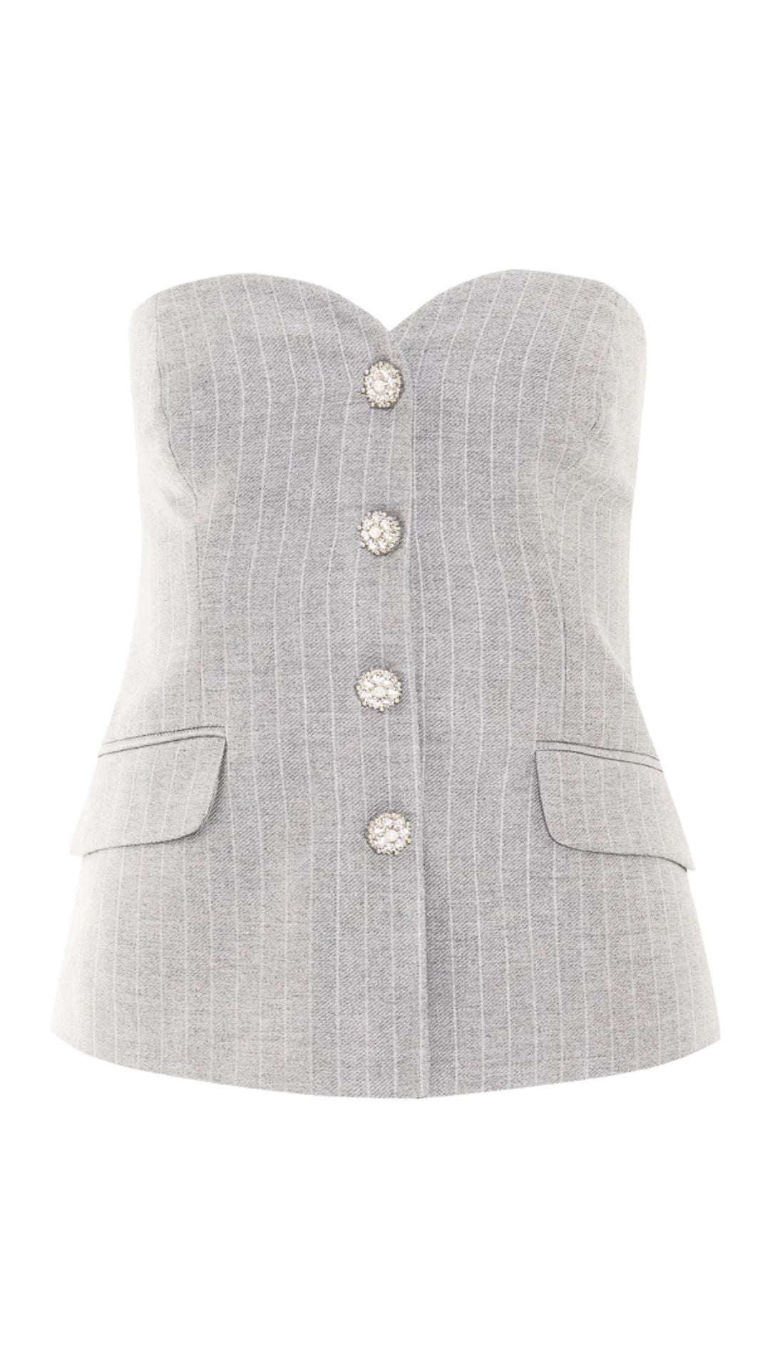 Metallic Pinstripe Strapless Top - Patbo
