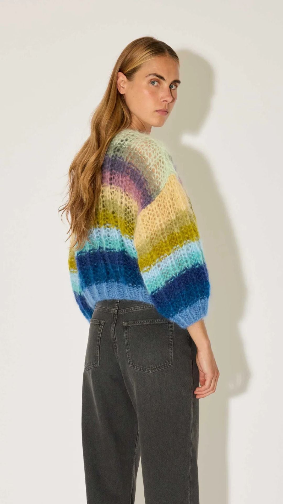Mohair Ribbed Bomber Cardigan