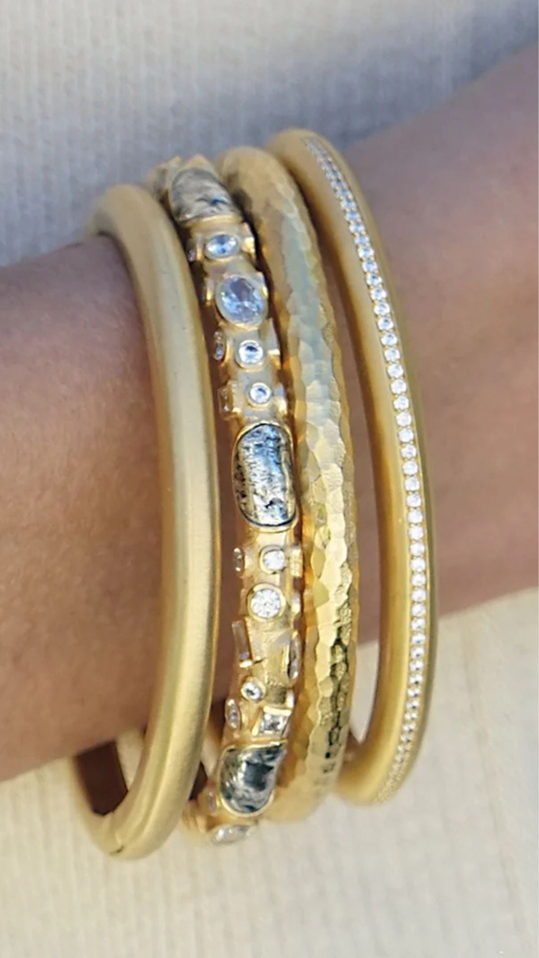 Gold Riva Hammered Riva Bangle - Tat2