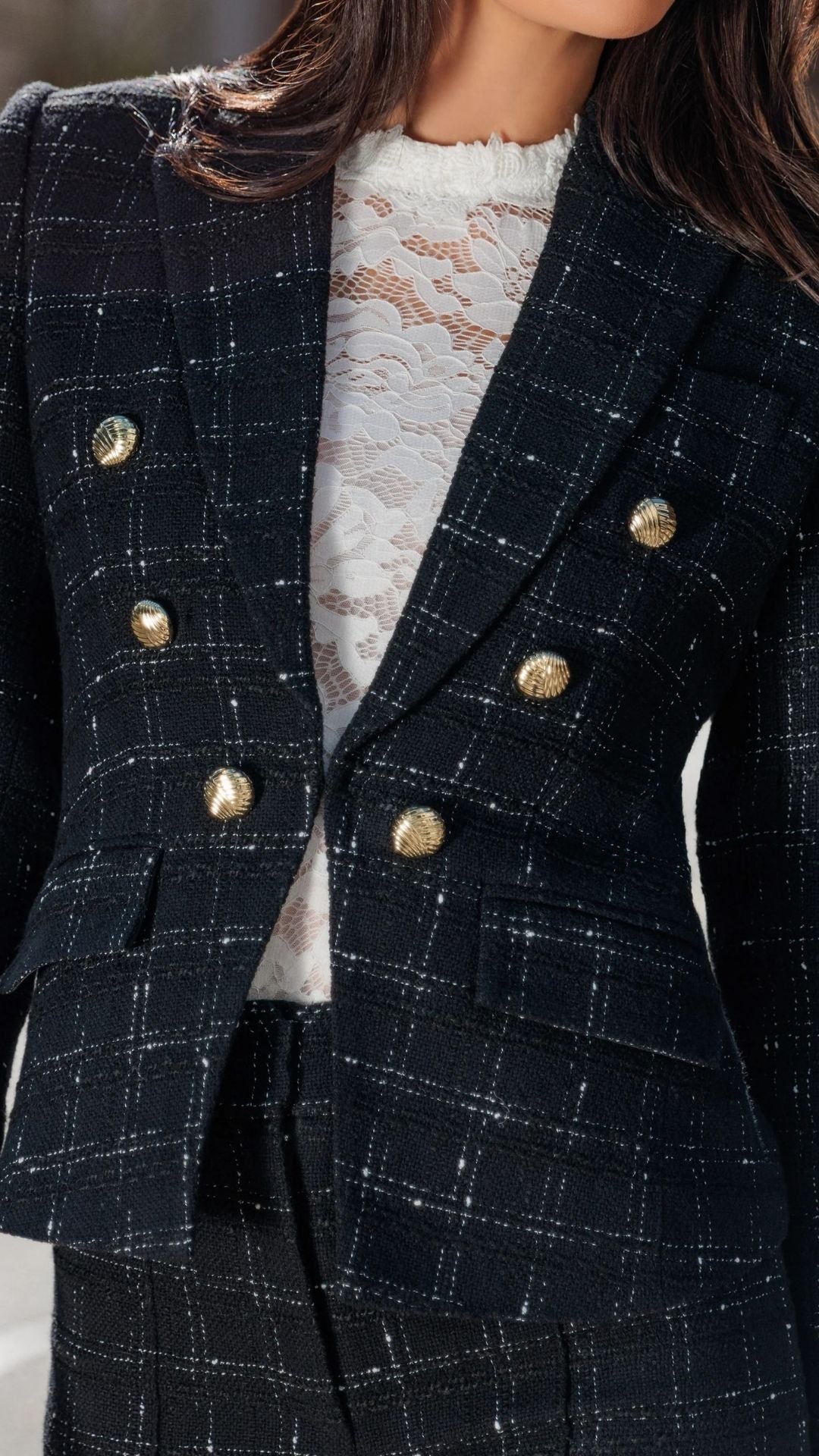 Elsa Window Pane Tweed Blazer - Generation Love