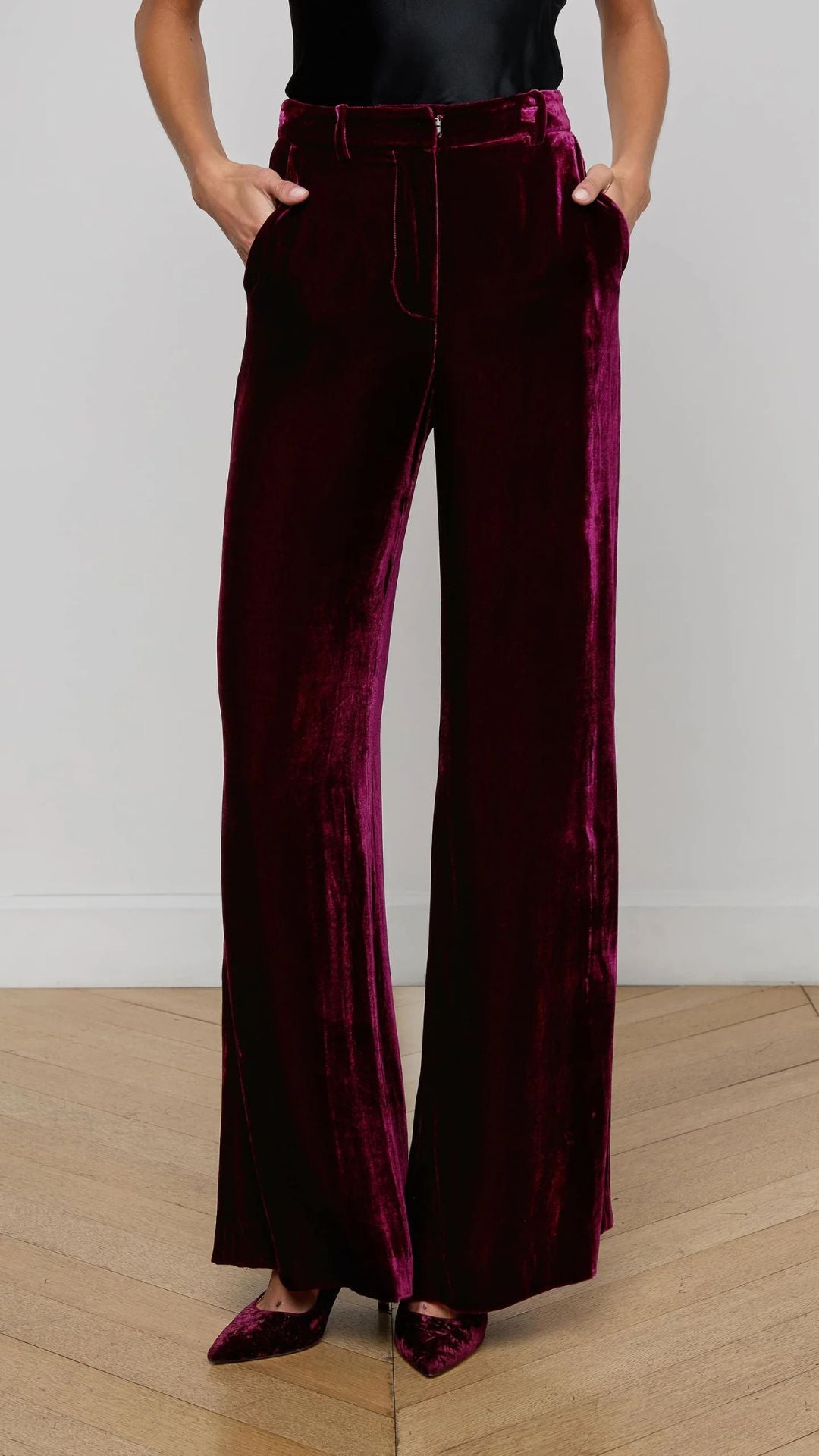 Pilar Velvet Wide-Leg Pant - L'Agence