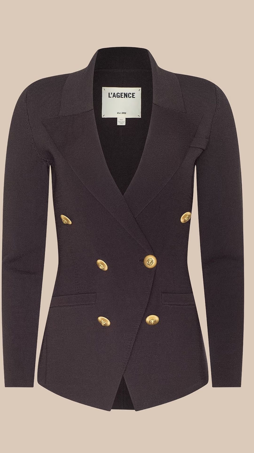 Amelia Knit Blazer Dark Java/Gold - L'Agence