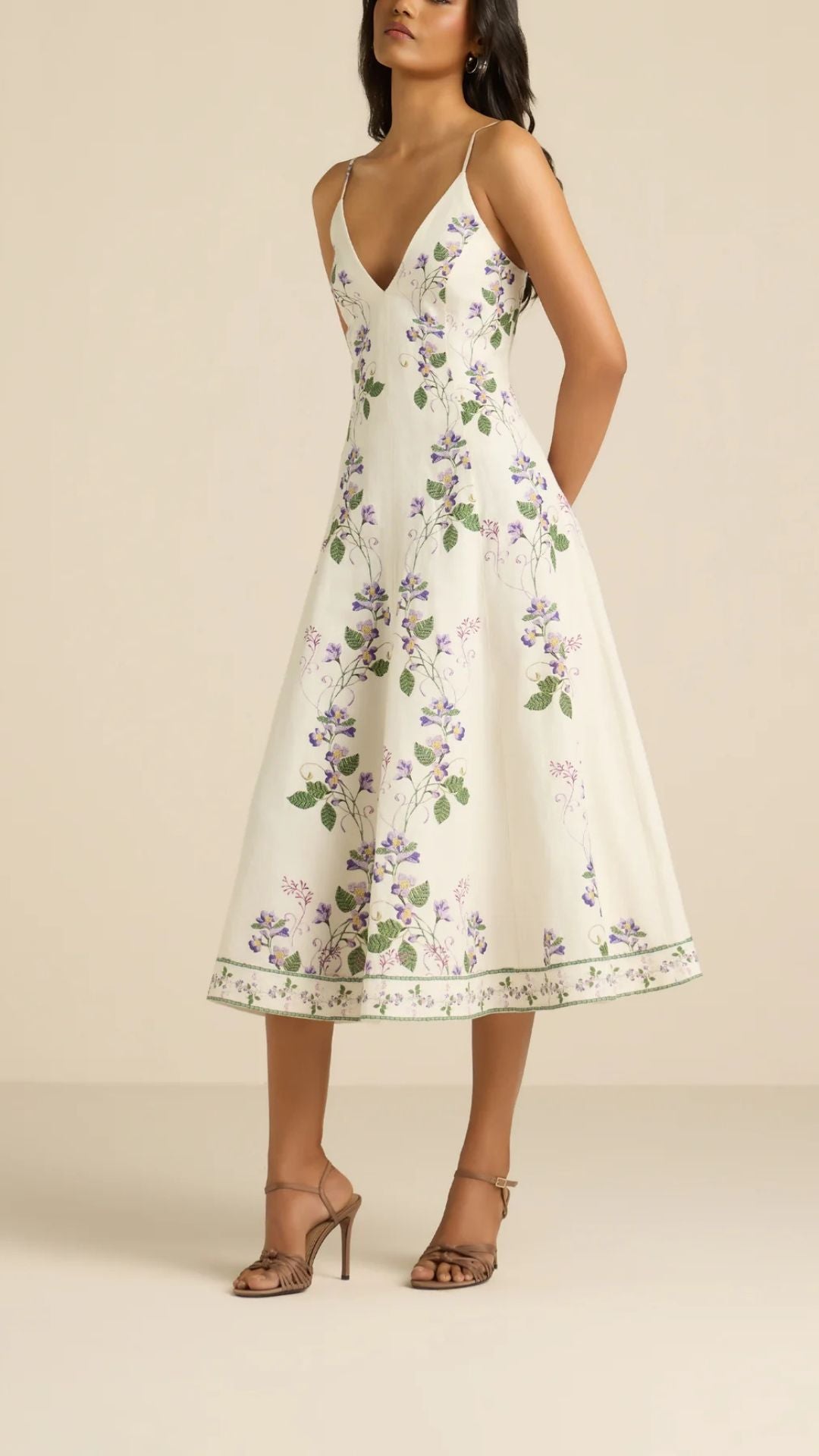Anya Midi Dress Ivory - Hemant and Nandita