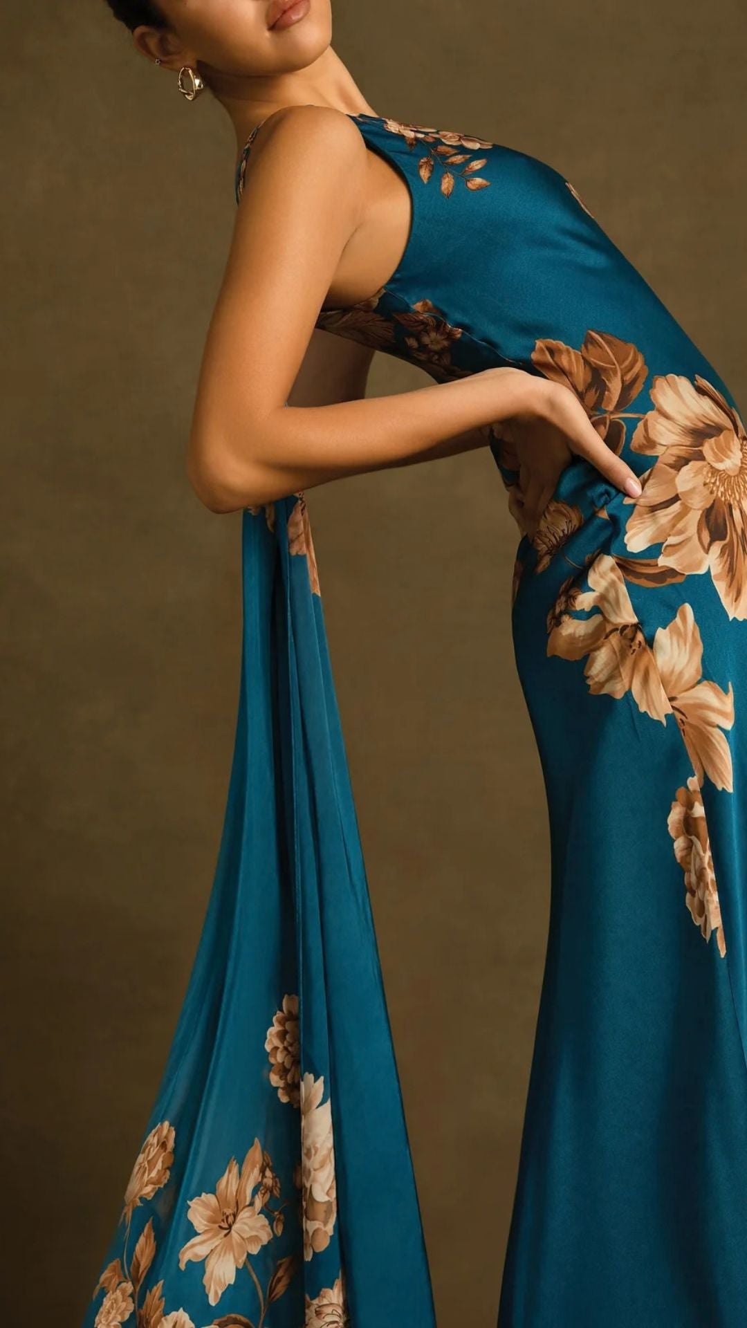 Ashi One-Shoulder Sash Dress Teal - Hemant and Nandita