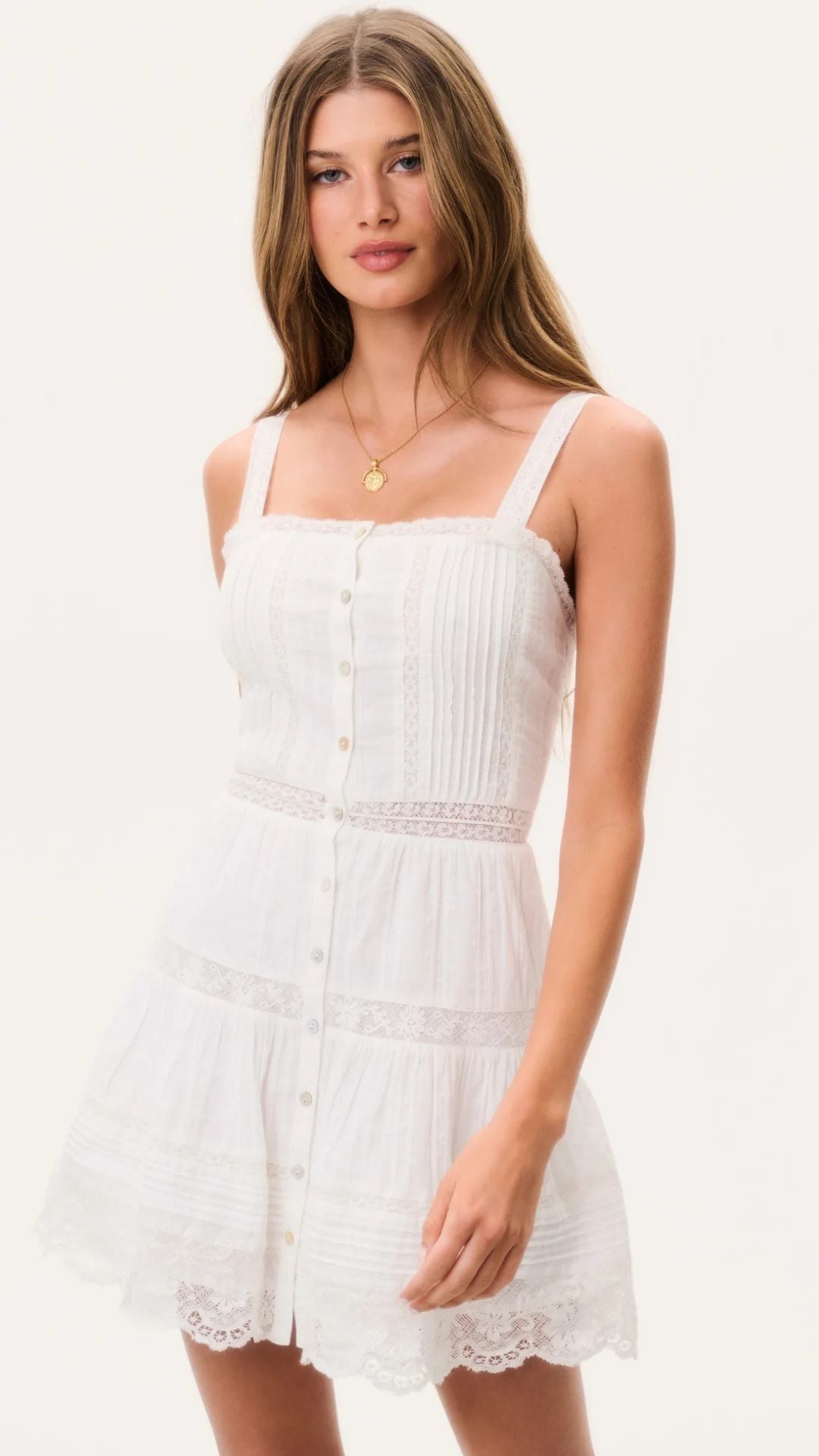 Charlize Cotton Mini Dress Optic White - LoveShackFancy