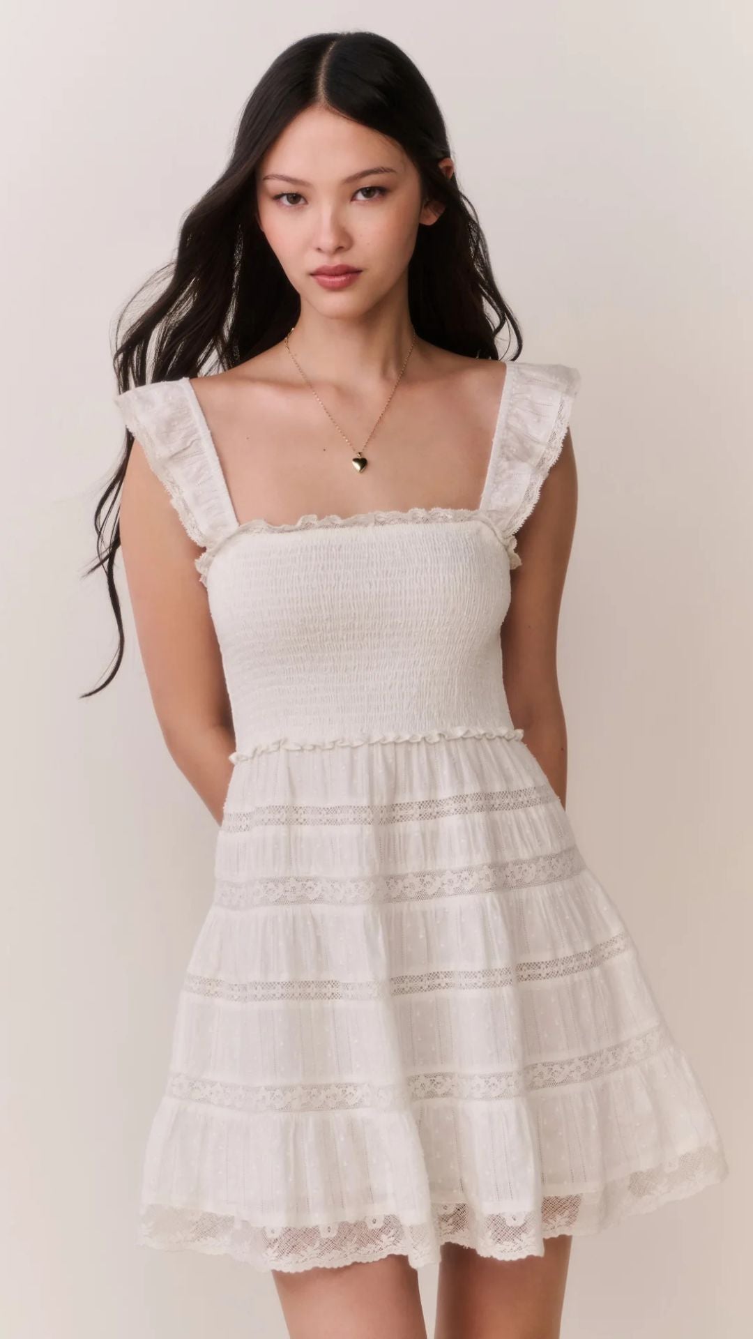 Colbera Lace-Trimmed Cotton Mini Dress White - LoveShackFancy